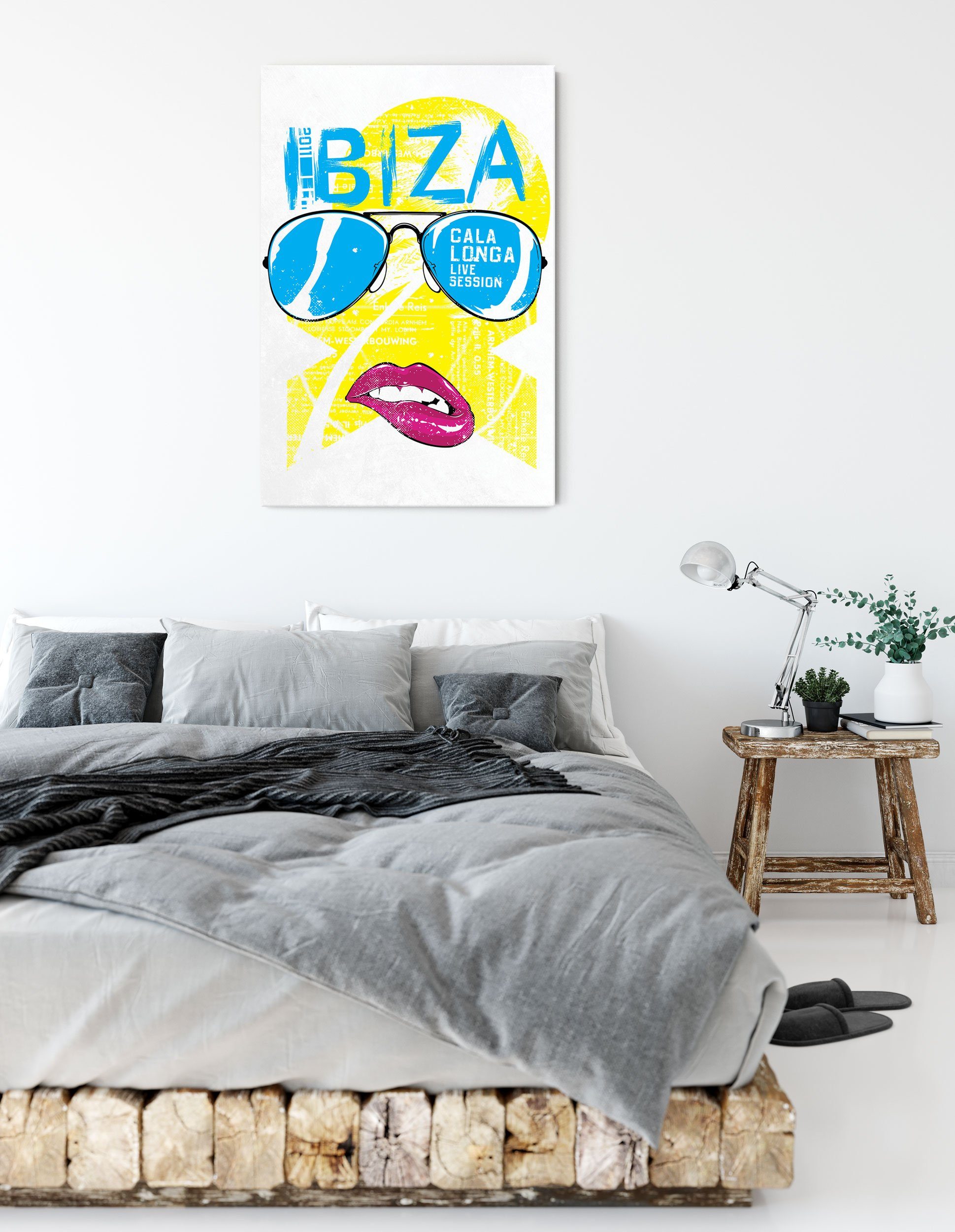 Leinwandbild bespannt, Pixxprint St), (1 Leinwandbild inkl. Ibiza Ibiza Zackenaufhänger light fertig light,