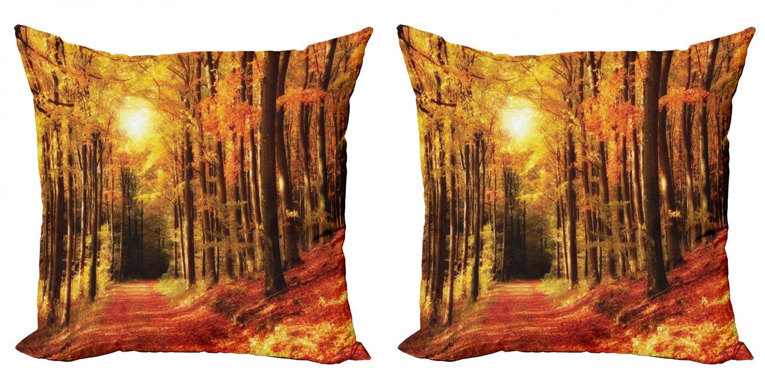 Kissenbezüge Modern Accent Doppelseitiger Digitaldruck, Abakuhaus (2 Stück), Natur Fall-Bäume bei Sonnenuntergang Woods
