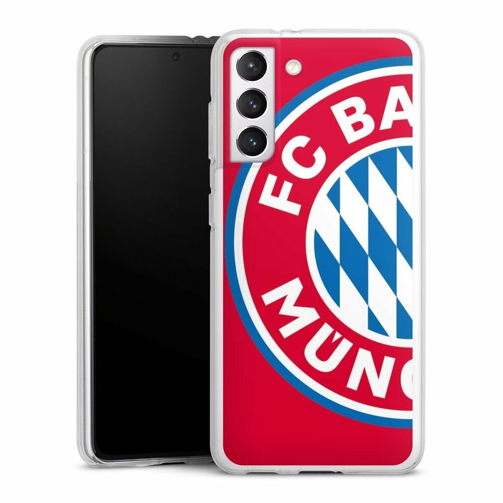 DeinDesign Handyhülle FC Bayern München Offizielles Lizenzprodukt FCB Großes FCB Logo Rot, Samsung Galaxy S21 5G Silikon Hülle Bumper Case Handy Schutzhülle