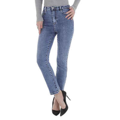 Ital-Design 7/8-Jeans Damen Freizeit Used-Look Stretch Bootcut Jeans in Blau