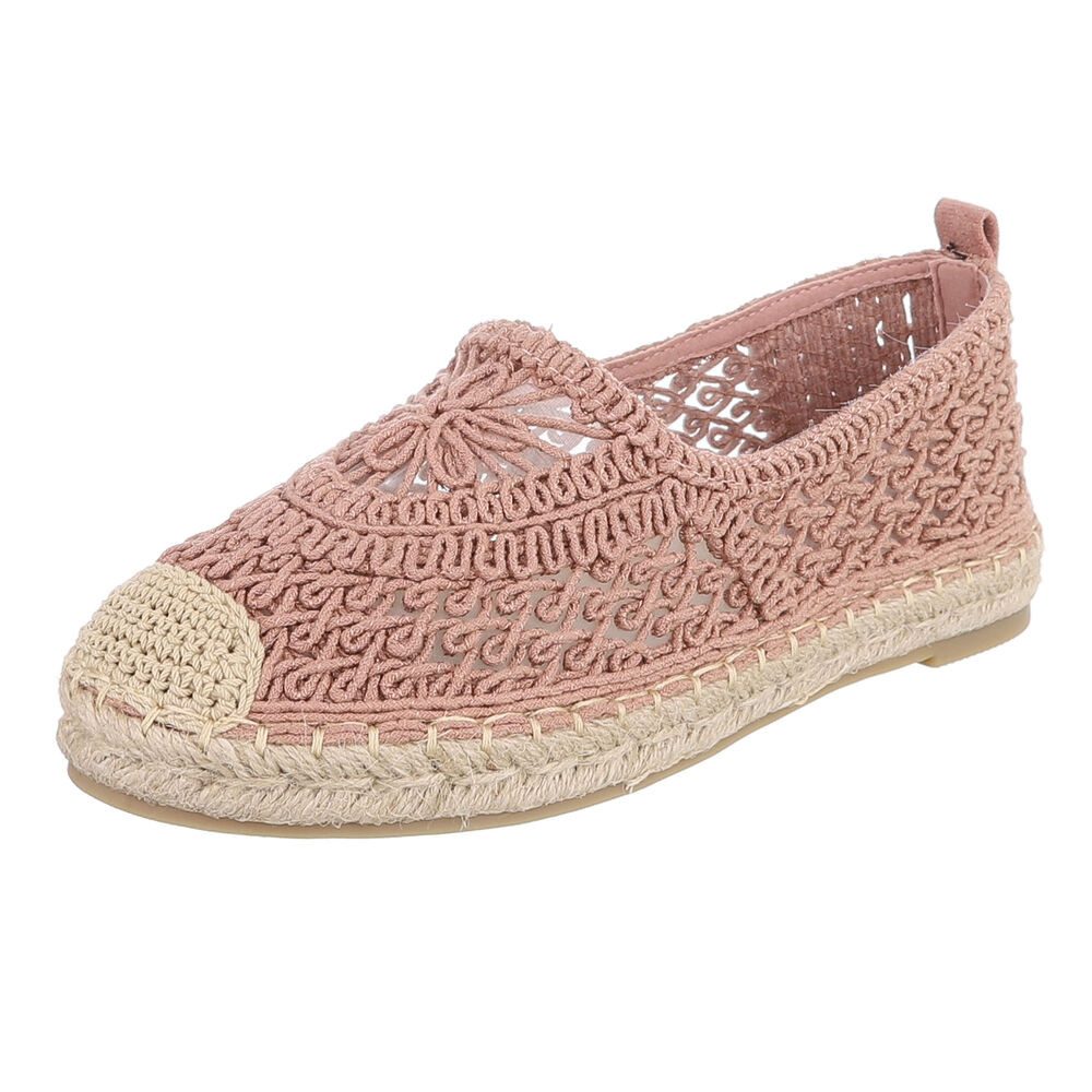 Ital-Design Damen Espadrille Slipper mit Flechtdetail Slipper (91971208) Blockabsatz Mokassins in Altrosa