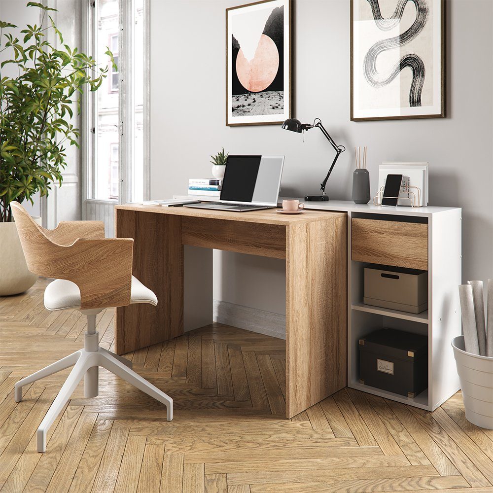Vicco Schreibtisch »Computertisch ausziehbar Arbeitstisch BEN Weiß Sonoma«