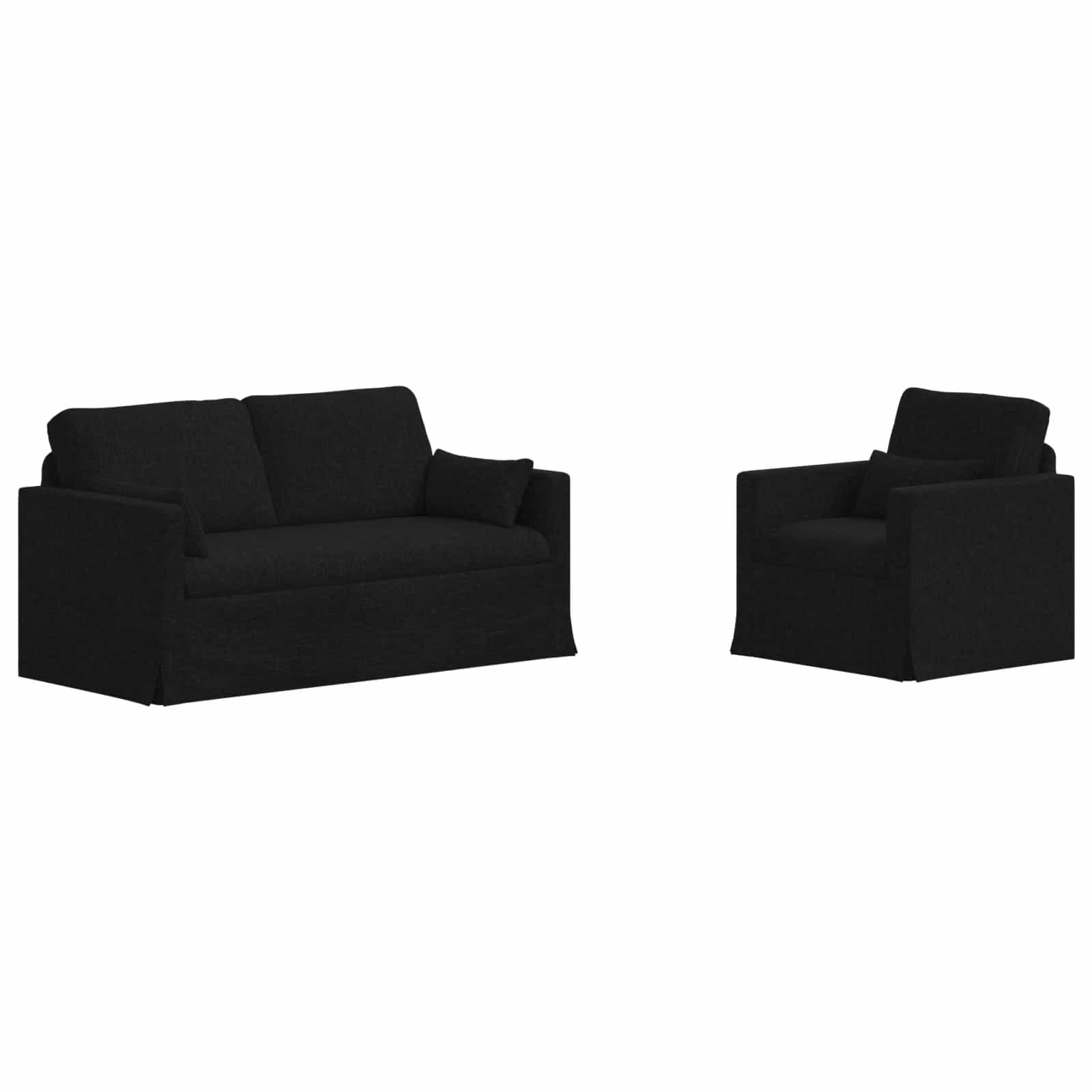 vidaXL Sofa Sofa Set 2 pcs Schwarz 158 x 78 x 80 cm Stoff, 2 Teile
