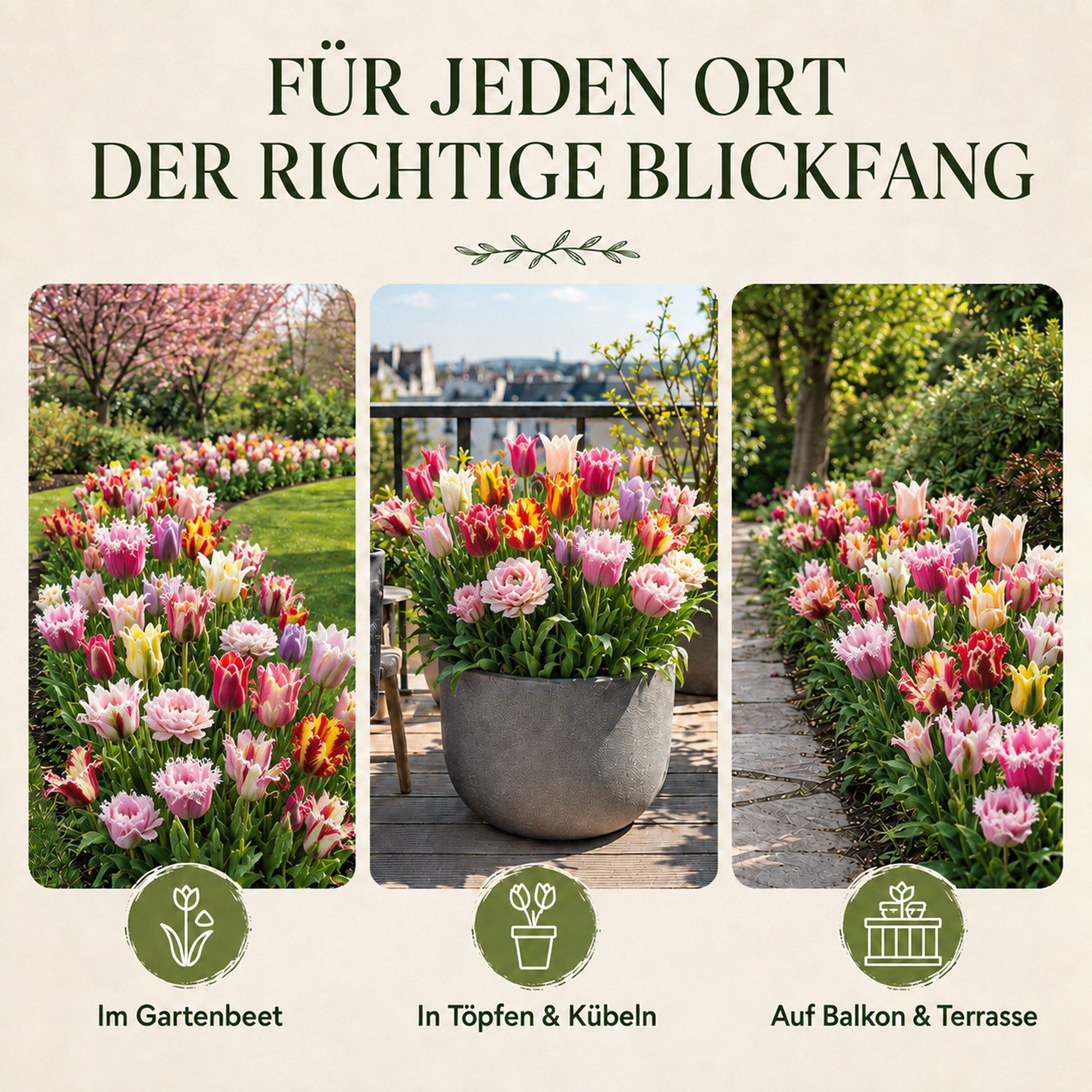HappySeed Blumenzwiebeln 50 Stk, Tulpen & Frühlingsblüher, verschiedene Sorten, (Gartenmischung, 50-St), Gartenmischung – Bild 4 von 5