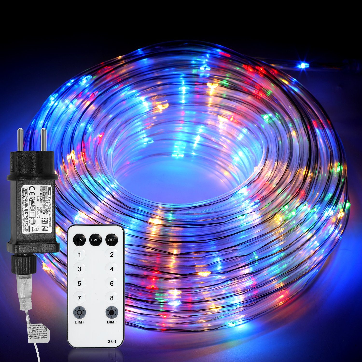 Gimisgu LED-Lichterschlauch LED Lichterschlauch LED Lichterkette 8 Modi IP65 Wasserdicht RGB 10M Bunt