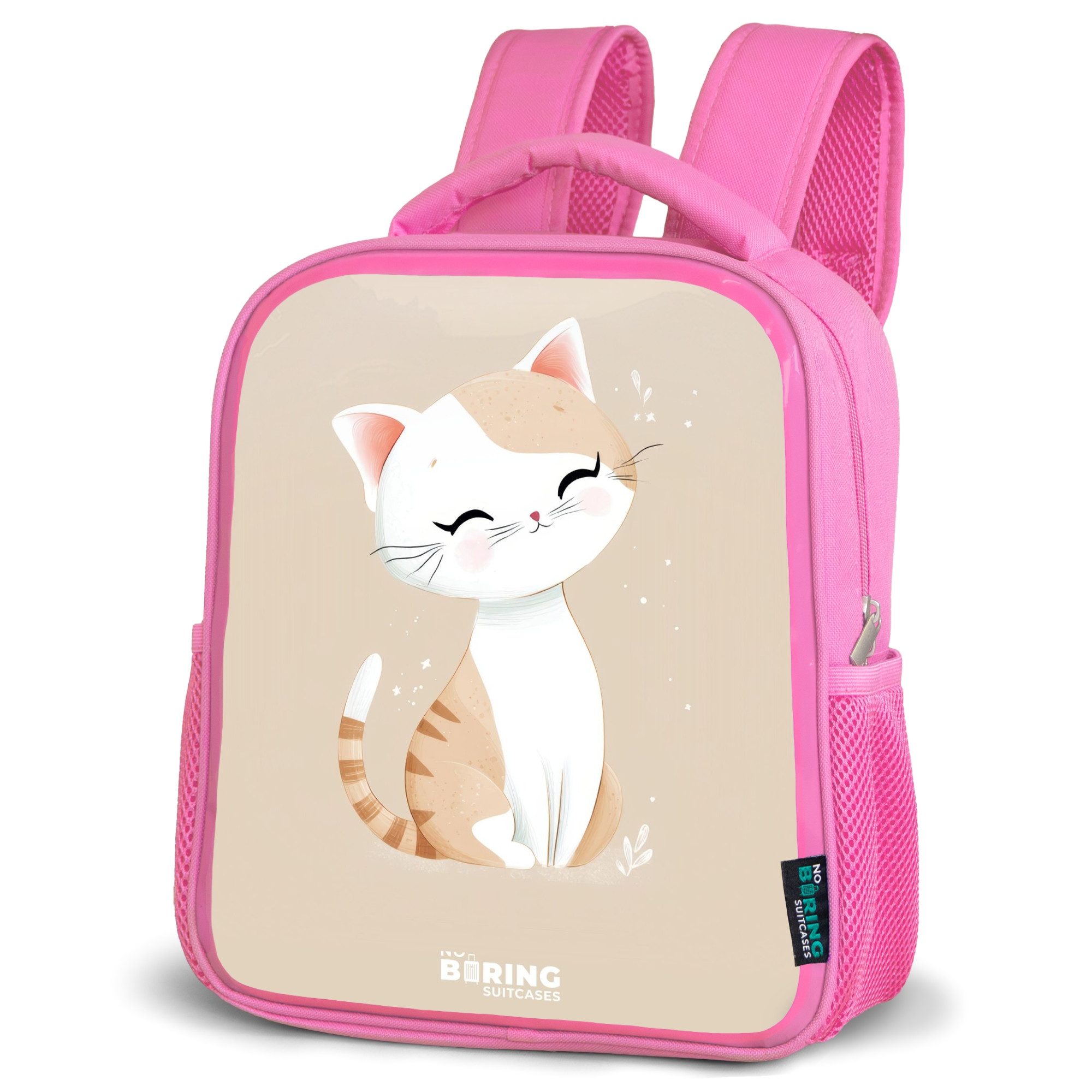 NoBoringSuitcases.com© Rucksack Kätzchen in Beige und Weiß, Kinderrucksack, Schulrucksack, Freizeitrucksack, Mädchen, Kindergarten