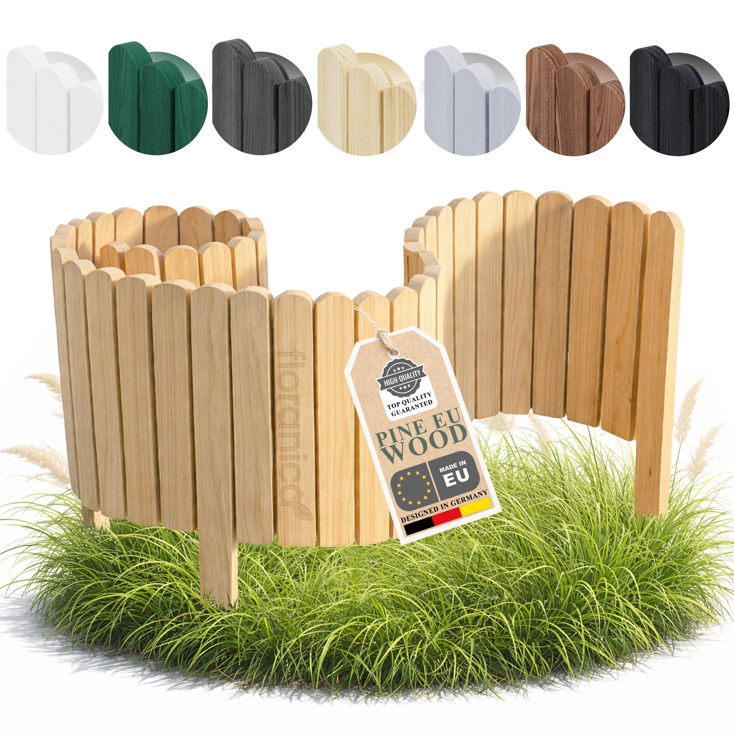 Palisade Rasenkante Beeteinfassung Beetumrandung Rollzaun Holzzaun Gartenzaun