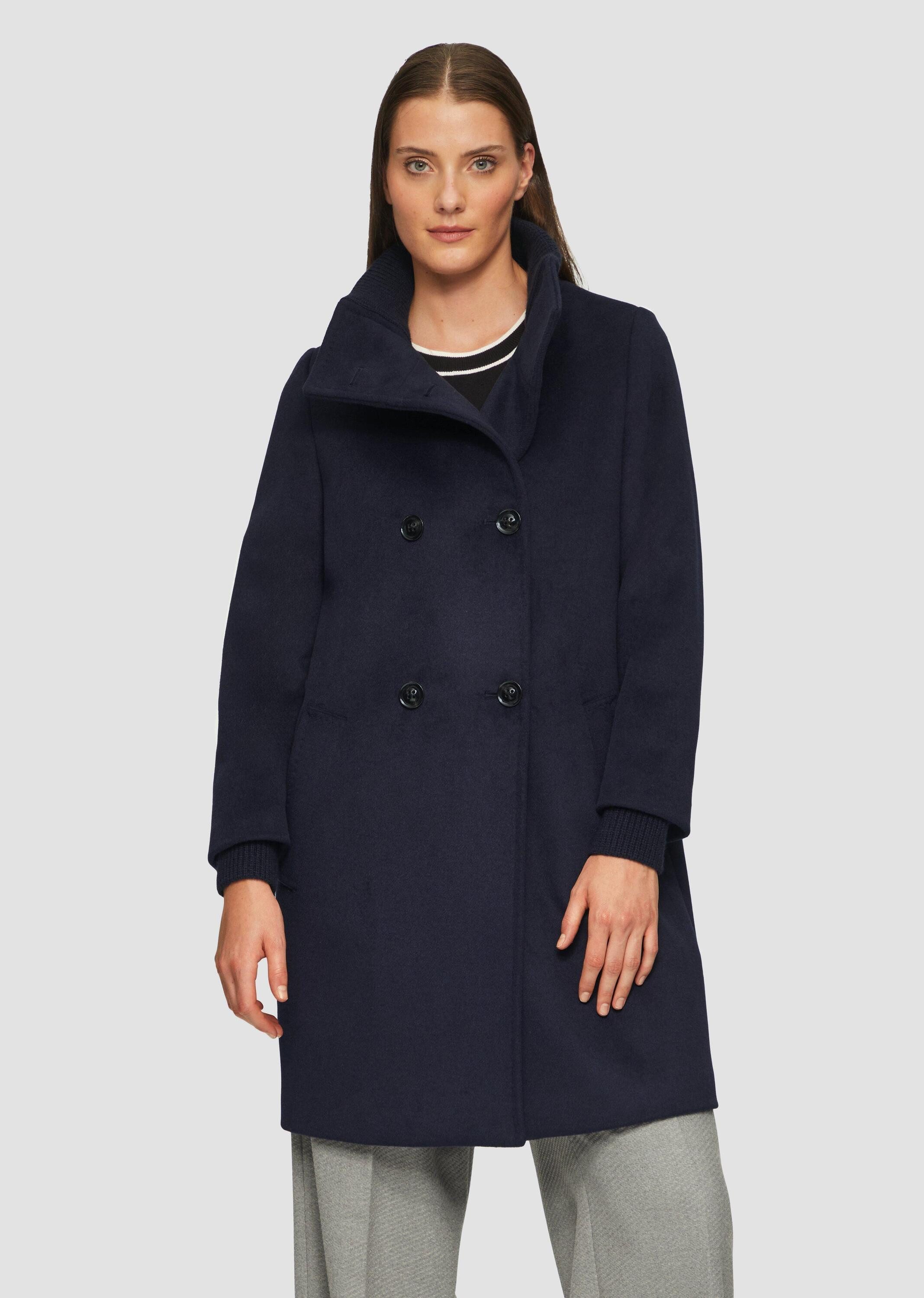 s.Oliver Funktionsmantel Outdoor-Mantel Wollmantel mit geripptem Stehkragen günstig online kaufen