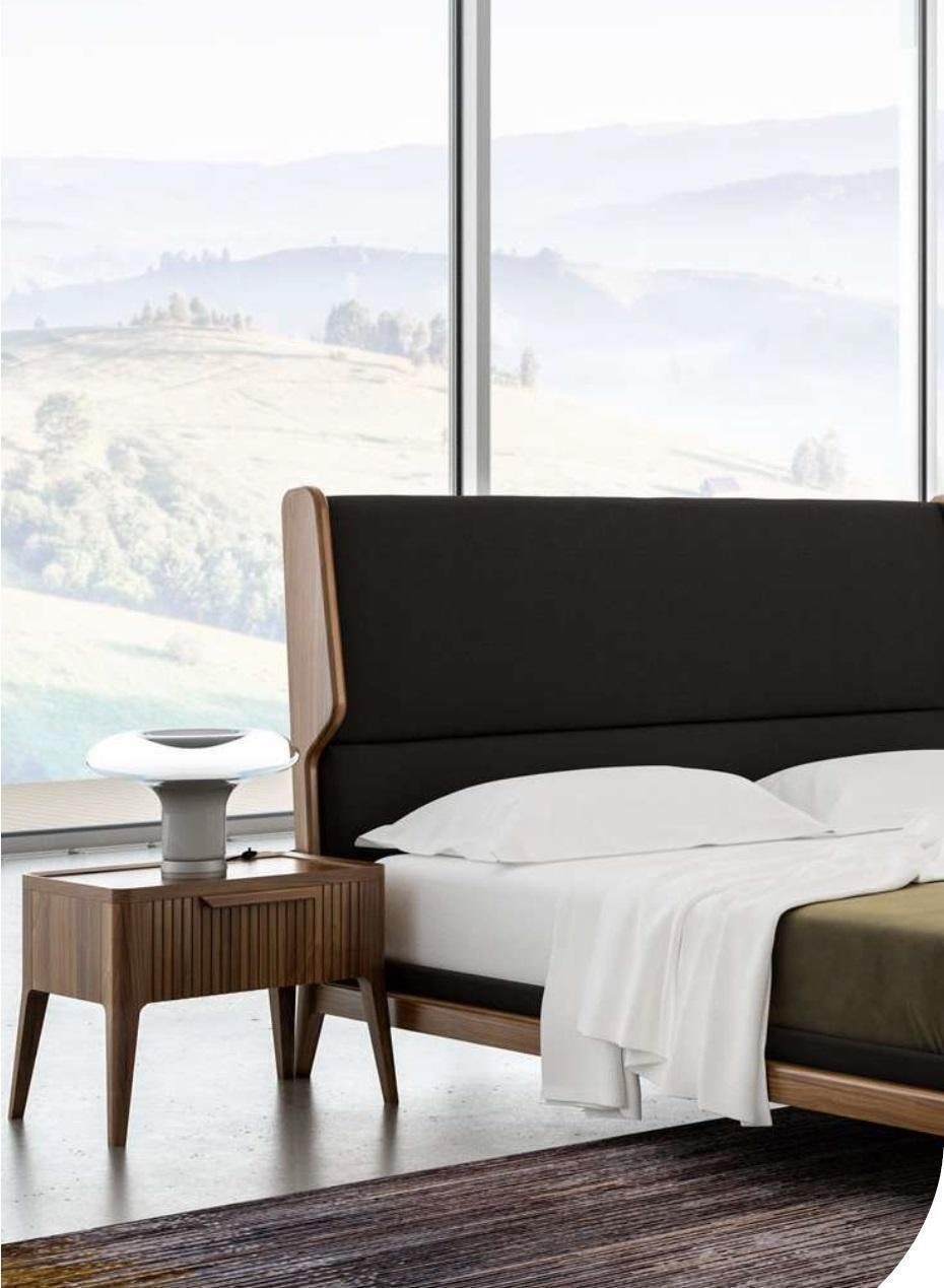 Braunes Luxus, Moderner Made 2tlg Bett, JVmoebel 2x in Bett Schlafzimmer-Set Nachttische), Europa (3-St., Nachttische Schlafzimmer-Set Stil