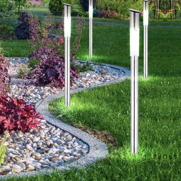 etc-shop LED Gartenleuchte, LED-Leuchtmittel fest verbaut, 4er Set Außenlampen Garten Solar LED Leuchten Steckleuchten