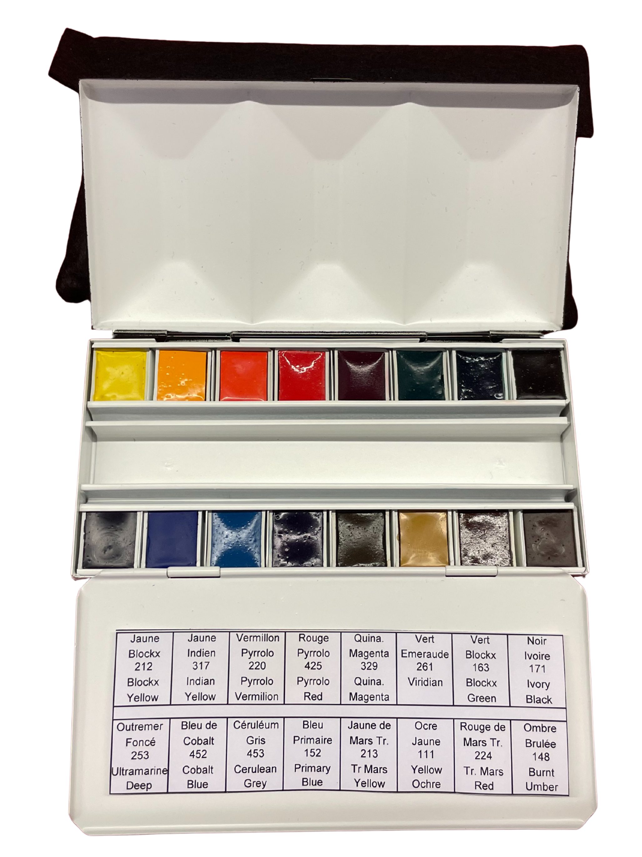 Honsell Aquarellfarbe BlockX Aquarell emaillierter Metallkasten 16x1/2 Näpfchen, Hochpigmentierte wasserbasierte Künstlerfarben