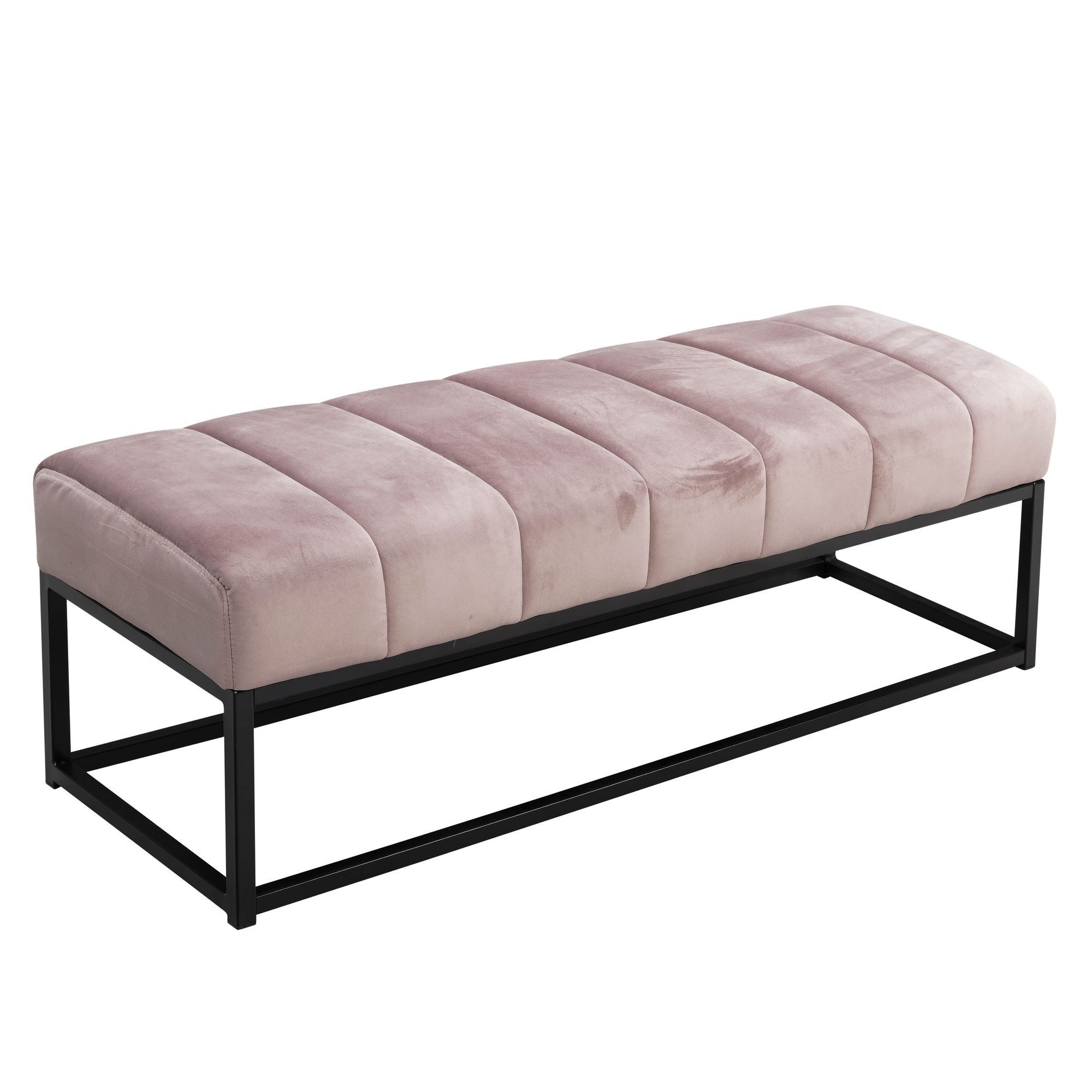 furnicato Bank Sitzbank Samt Rosa 108x40x40 cm Flur Polsterbank mit Metallg (1-St)