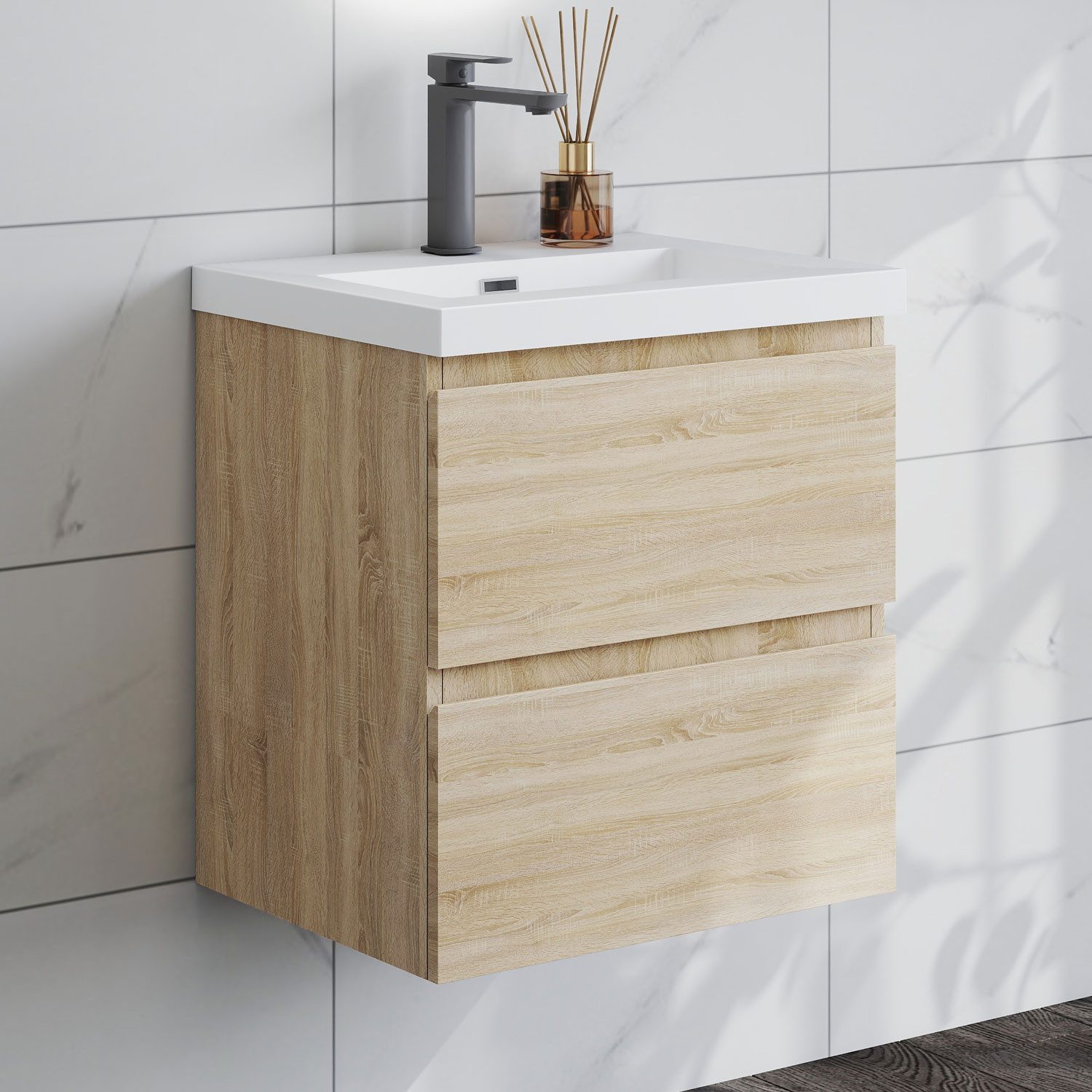 duschspa Waschtisch Waschbecken mit Unterschrank Badschrank Waschplatz Badmöbel Set, Matt, 50-120cm
