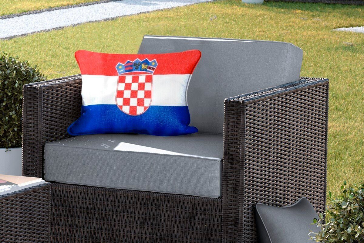 Dekokissenbezug, kroatischen Flagge, MuchoWow Outdoor-Dekorationskissen, Foto Dekokissen Polyester, Kissenhülle der