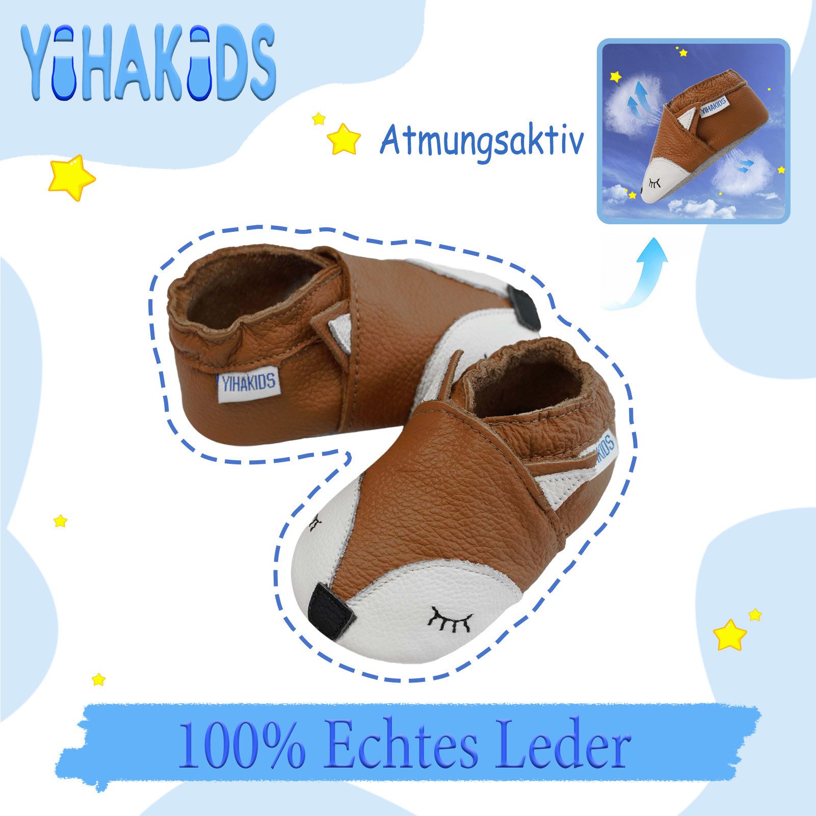 Yihakids Yihakids Baby Lauflernschuhe – Weiche Lederpuschen, Rutschfest Krabbelschuh