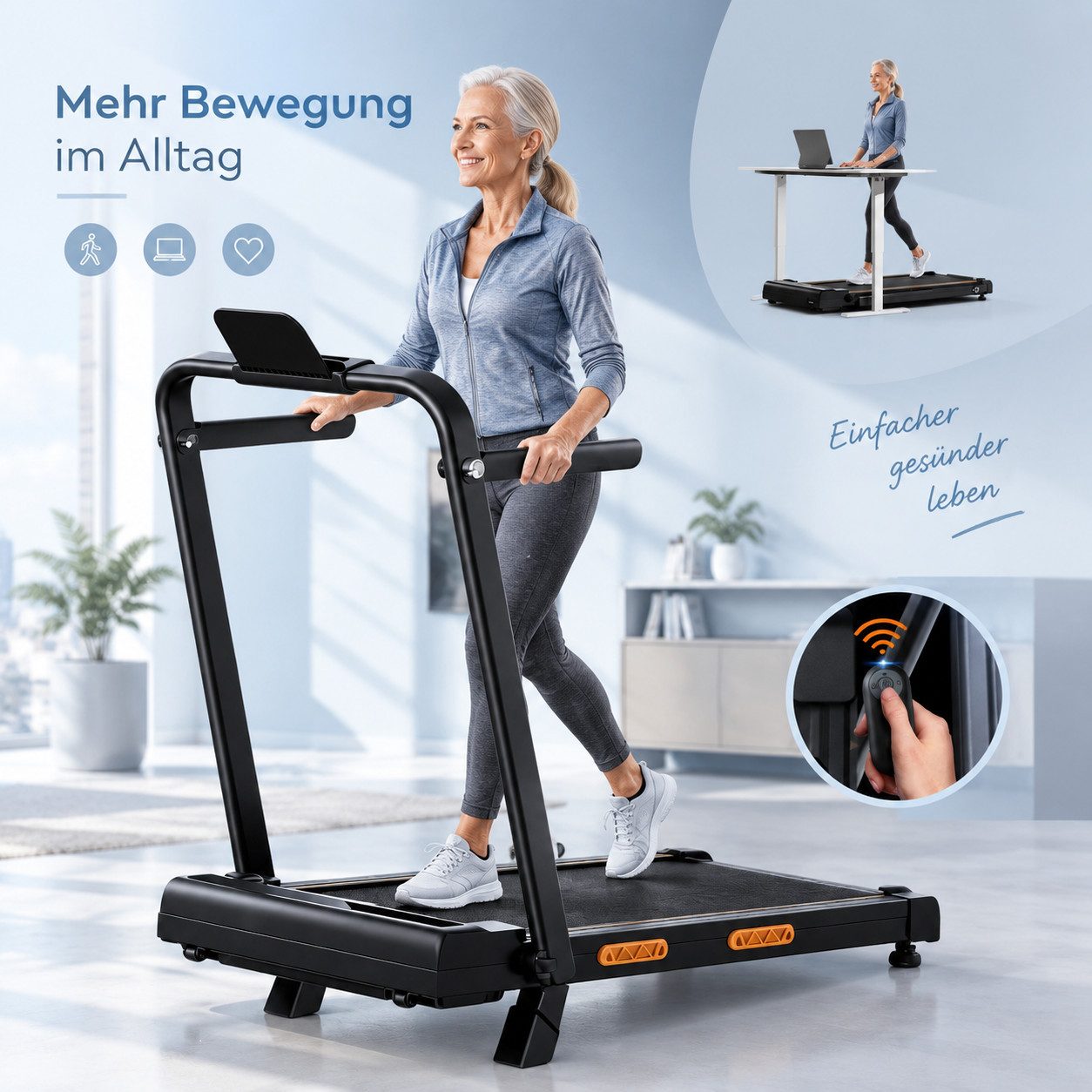 BAYMATE Laufband für Zuhause (12 voreingestellte Programme Für Zuhause, 150 kg Belastbarkeit), mit 16 % Steigung, 2,5-PS-Motor bis zu 10 …