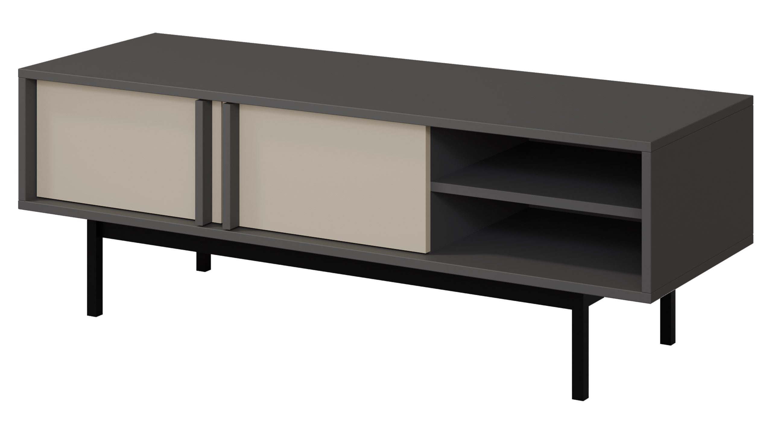 MIRJAN24 TV-Schrank Alsy 2D AL10 (mit zwei Drehtüren) Untergestell aus Metall in der Farbe Schwarz