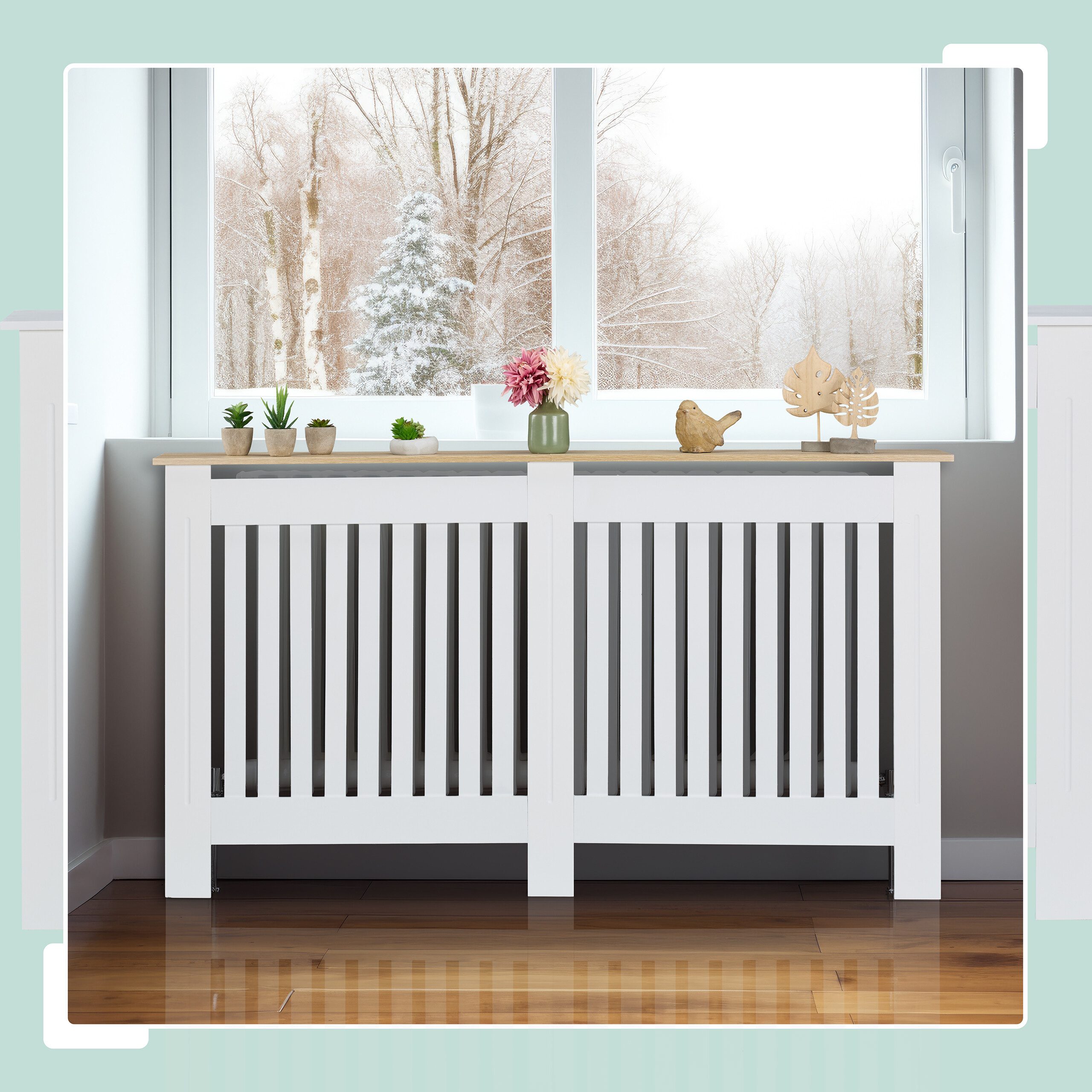 relaxdays Heizungsverkleidung Heizkörperverkleidung m. Holzoptikablage, wei günstig online kaufen