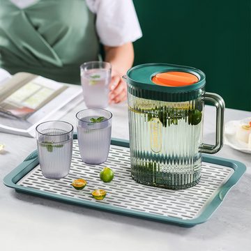 FELIXLEO Teekanne 2 Liter Glaskaraffe Wasserkaraffe Karaffe Glas Wasserkrug Getränkekrug