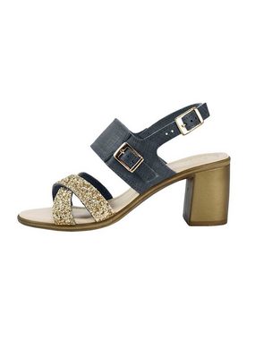 heine HEINE Damen Sling-Sandalette, blau-goldfarben Badesandale