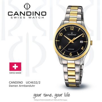 Candino Quarzuhr Candino Damen Uhr Analog C4632/2, (Analoguhr), Damen Armbanduhr rund, Edelstahlarmband silber, gold, Elegant