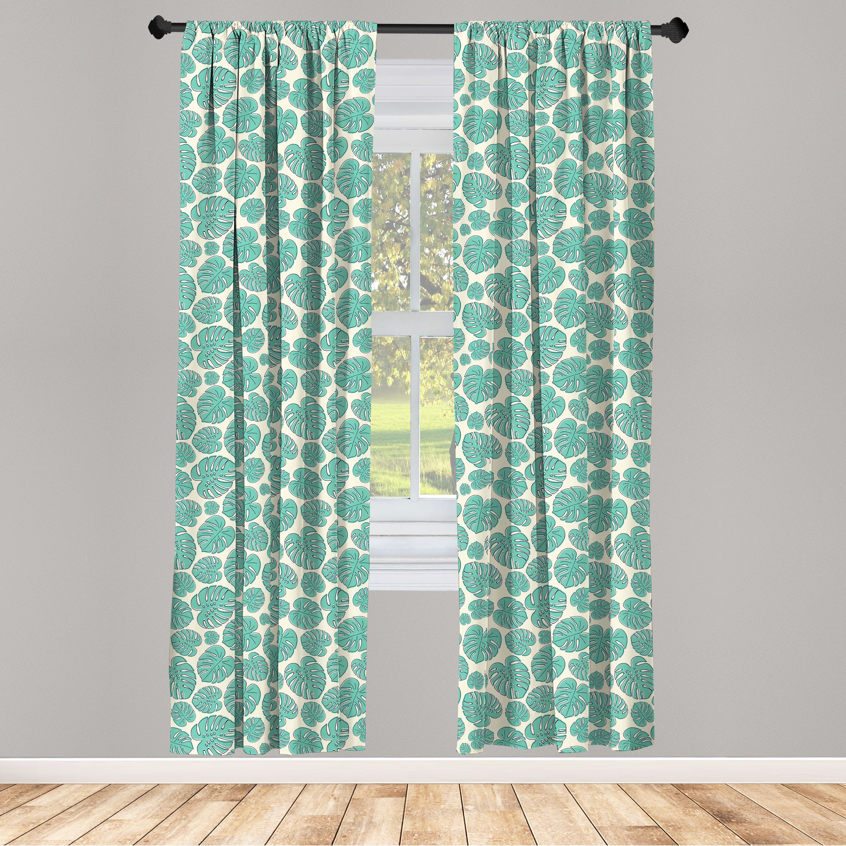 Gardine Vorhang für Wohnzimmer Schlafzimmer Dekor, Abakuhaus, Microfaser, Philodendron botanischer Sommer