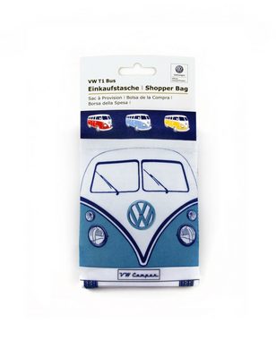 VW Collection by BRISA Einkaufsshopper Volkswagen Wiederverwendbarer Einkaufsbeutel, Shopper, Einkaufstasche mit blauem Bulli Bus Design