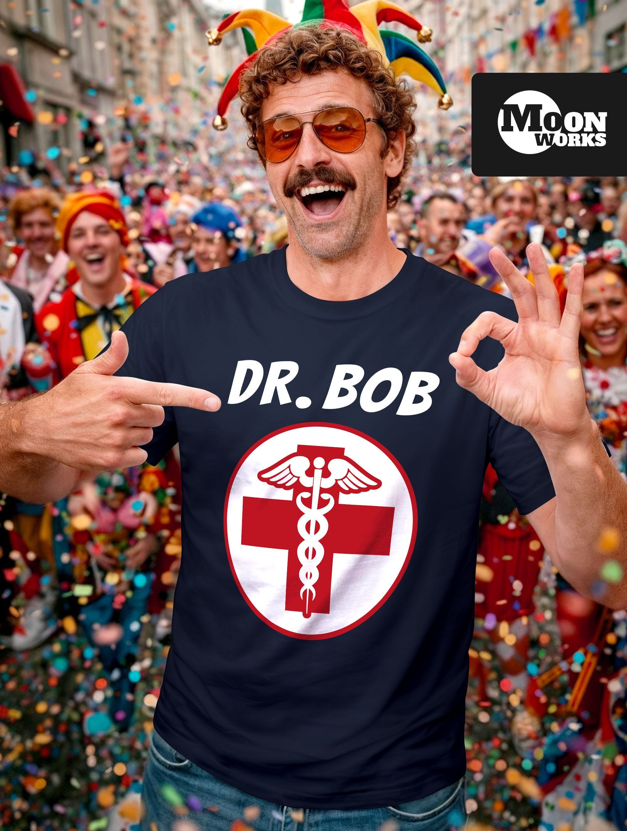 MoonWorks Print-Shirt Herren T-Shirt Fasching Karneval Arzt Dr Bob Kostüm F günstig online kaufen