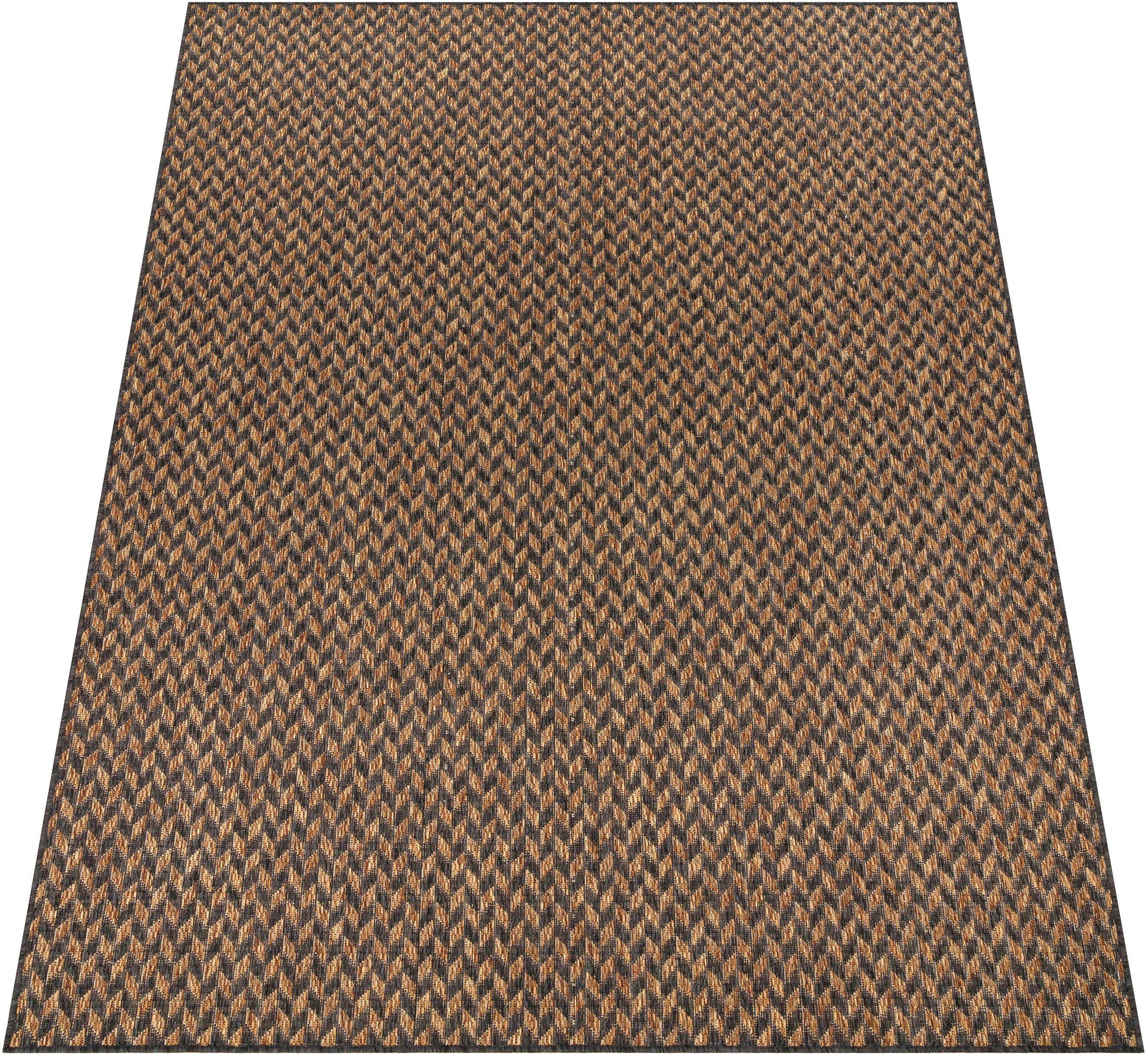 Teppich Illusion Flachgewebe, Zickzack rechteckig, 327, geeignet 4 Boho, Outdoor In- Paco Home, und mm, Motiv, Höhe