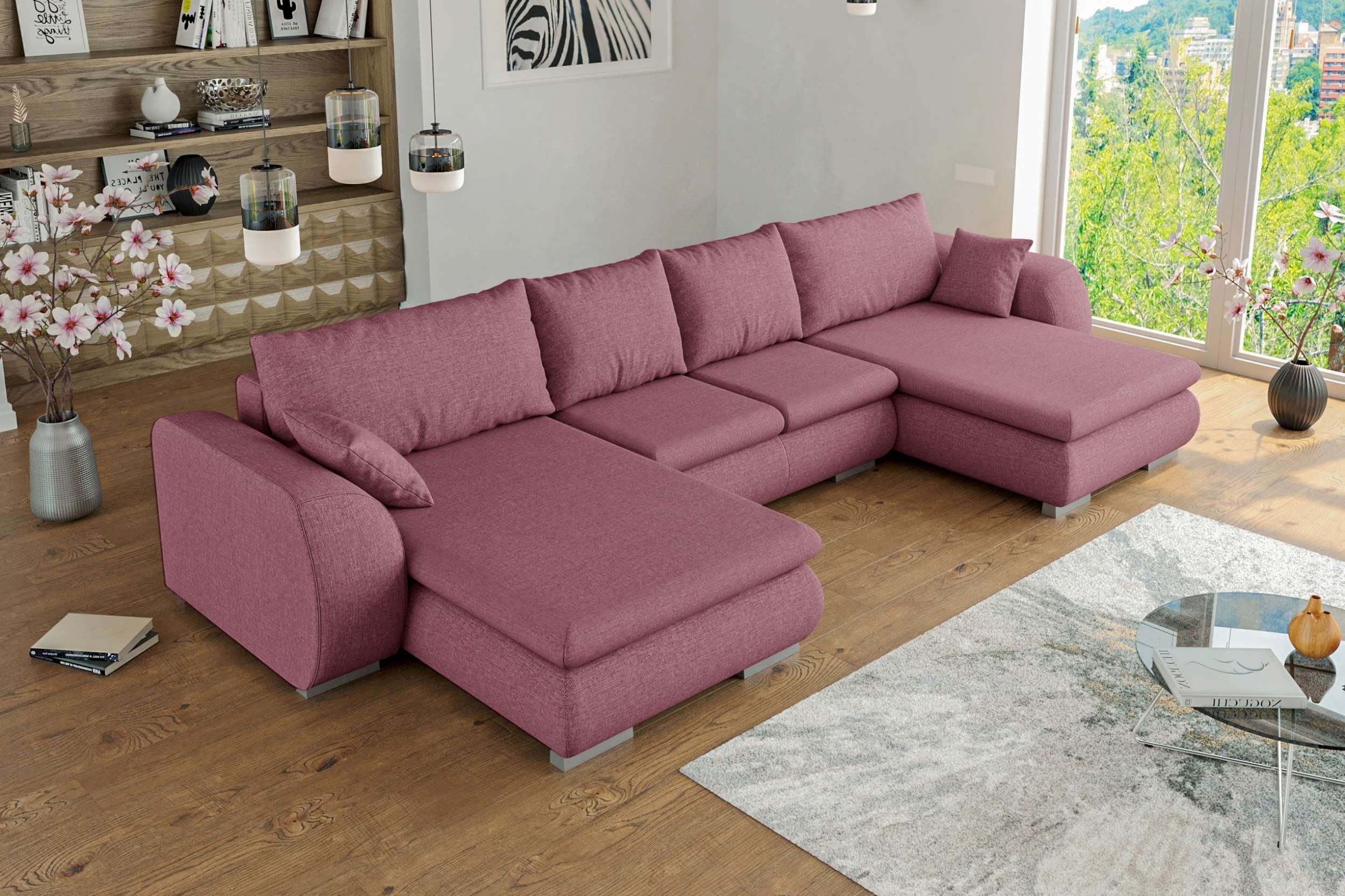 mane Stylefy Wohnlandschaft im U-Form, rechts Wellenfederung mit Sofa, mit stellbar, frei Bettfunktion, Clemens, links bestellbar, Design, Modern oder Raum