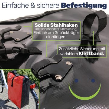 Gravidus Fahrradtasche 2x LKW-Plane Fahrradtasche Fahrrad Gepäckträgertasche Wasserdicht Rot