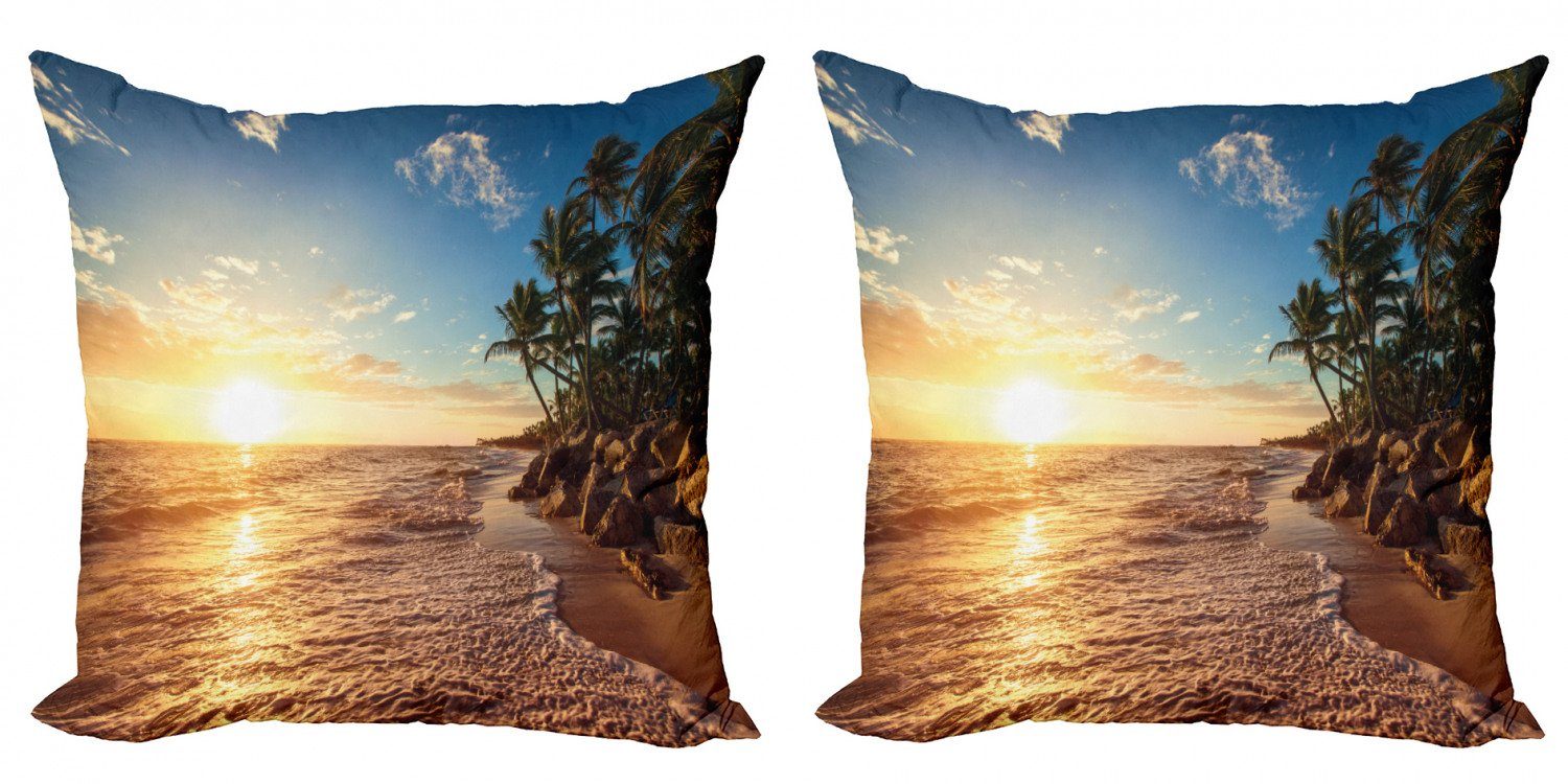 Kissenbezüge Modern Accent Doppelseitiger Digitaldruck, Abakuhaus (2 Stück), Landschaft Palmen am Strand