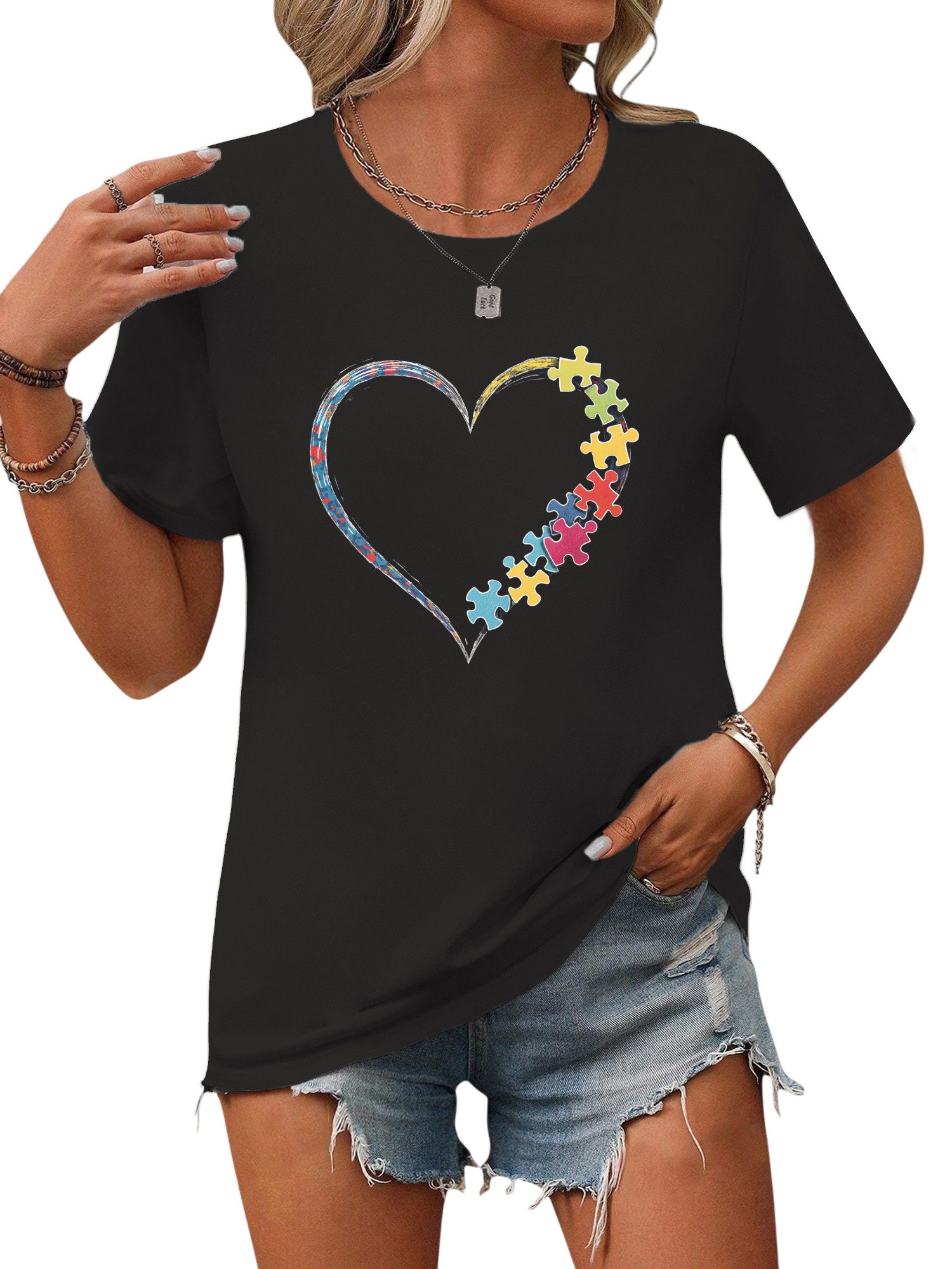 PYL Rundhalsshirt Damen Sommer Casual Bequemes günstig online kaufen