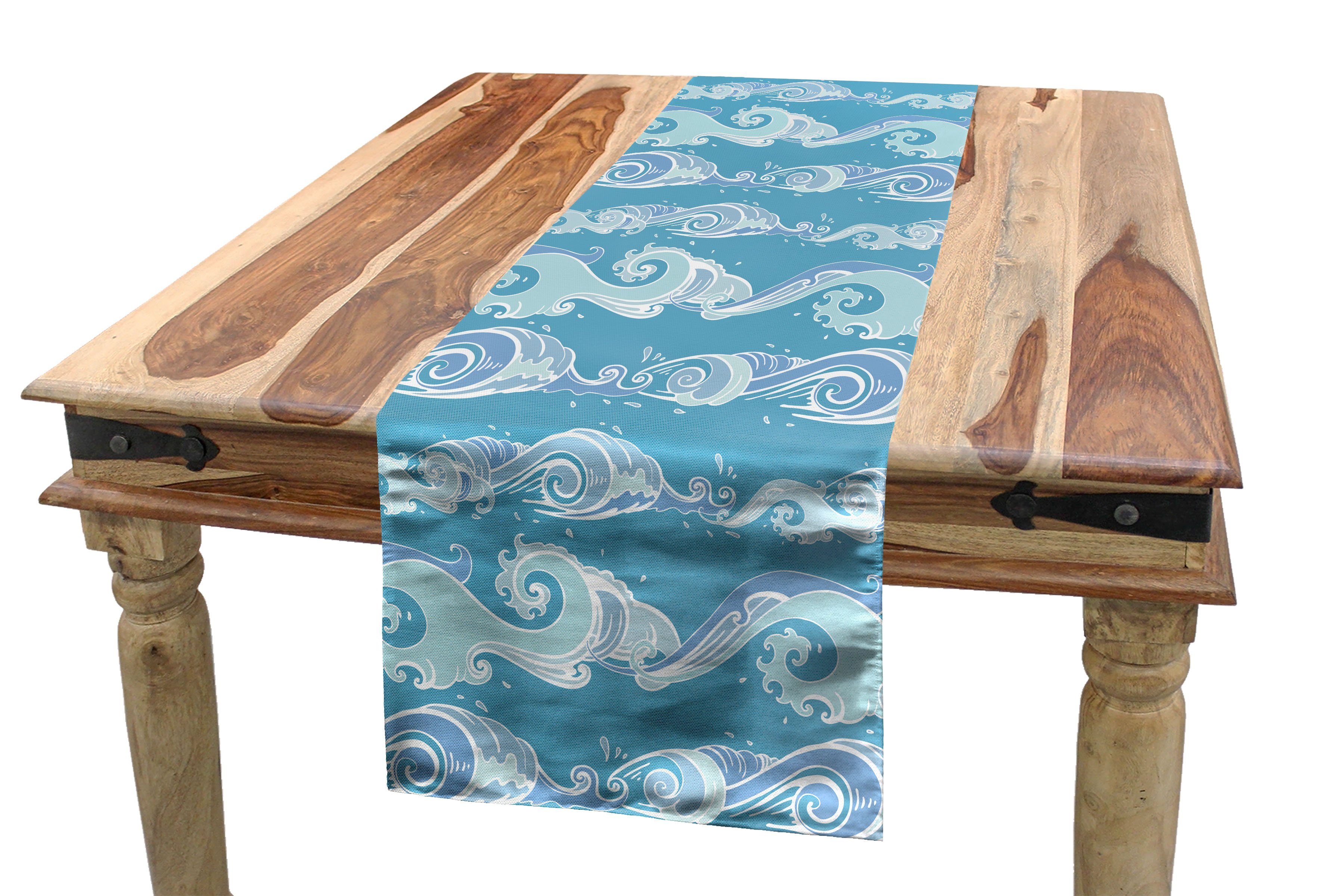Abakuhaus Tischläufer Esszimmer Küche Dekorativer Nautisch Rechteckiger Tischläufer, Meer Spritzer Wellen Ozean