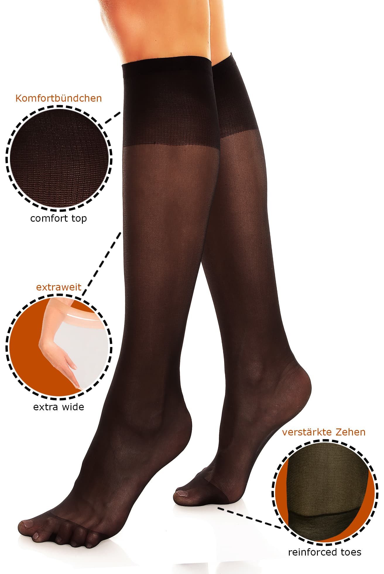 GLAMORY Feinstrümpfe My Size (Set, 2-Paar) extraweit, elastisch