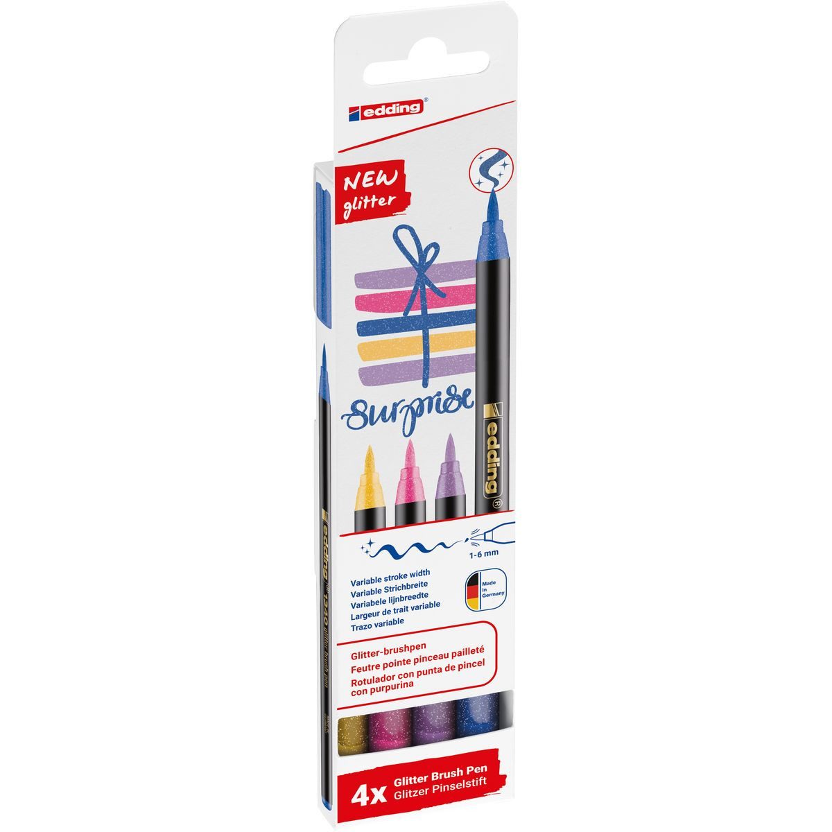 edding Faserstift edding Pinselstift 1340 Glitzer 1-6mm 4 Stück