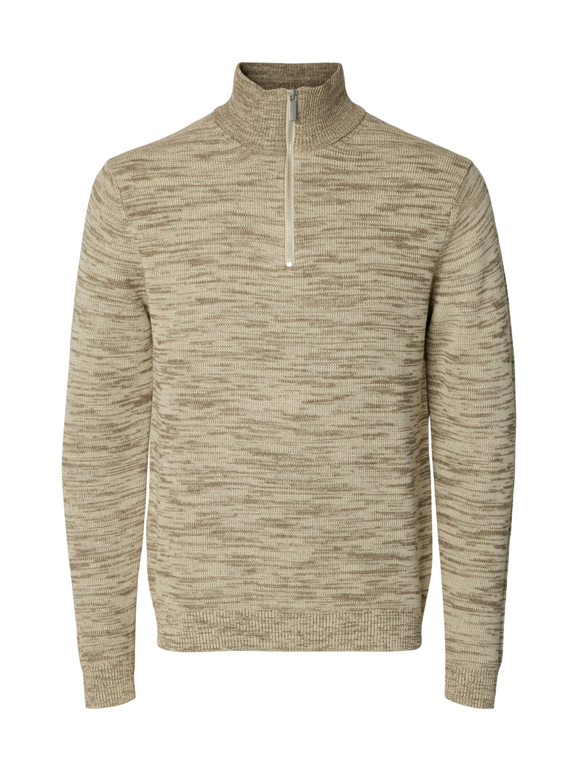 SELECTED HOMME Strickpullover SLHDANE LS KNIT STRUCTURE HALF ZIP