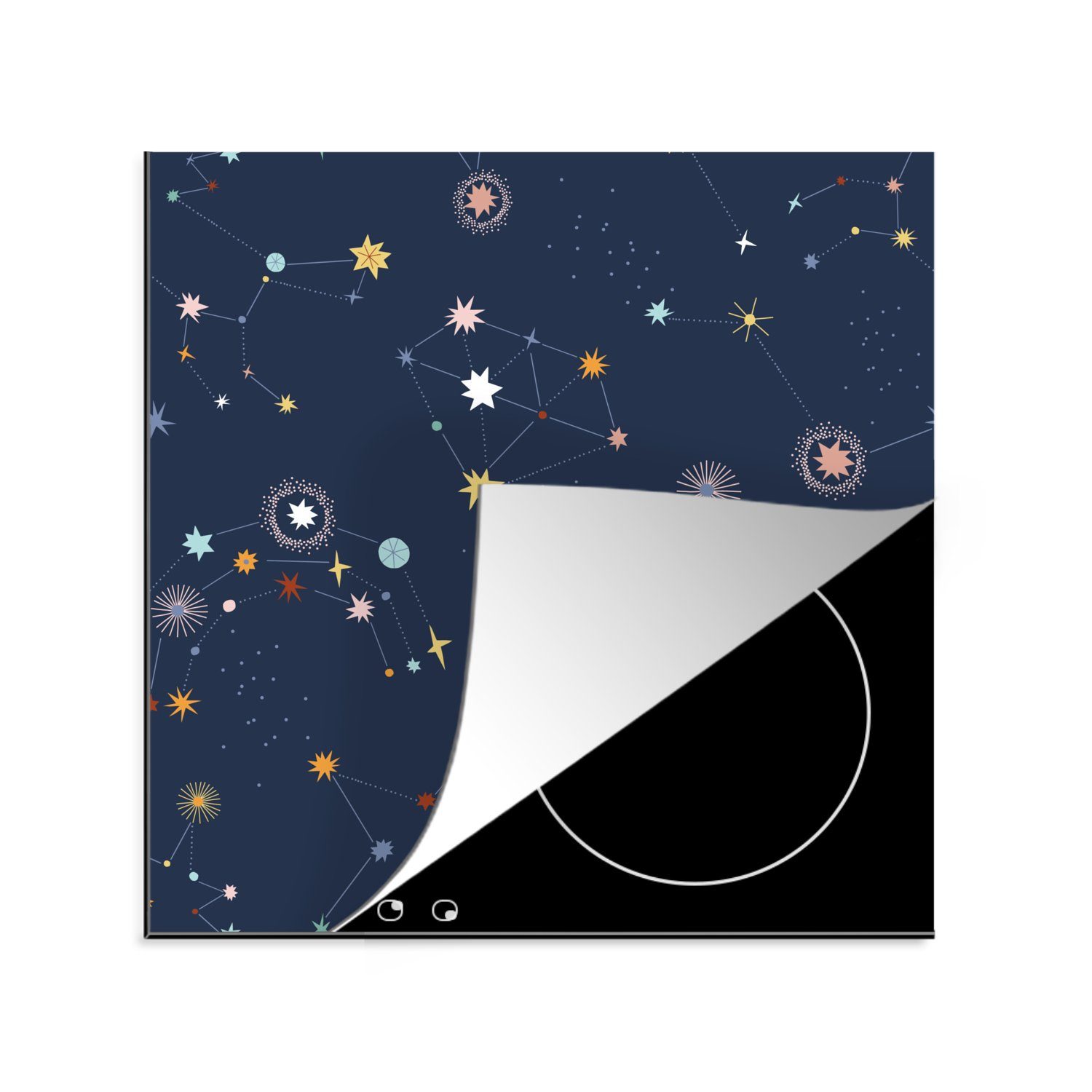 MuchoWow Herdblende-/Abdeckplatte Sterne - Weltraum - Kind, Vinyl, (1 tlg), 78x78 cm, Ceranfeldabdeckung, Arbeitsplatte für küche | Herdabdeckplatten