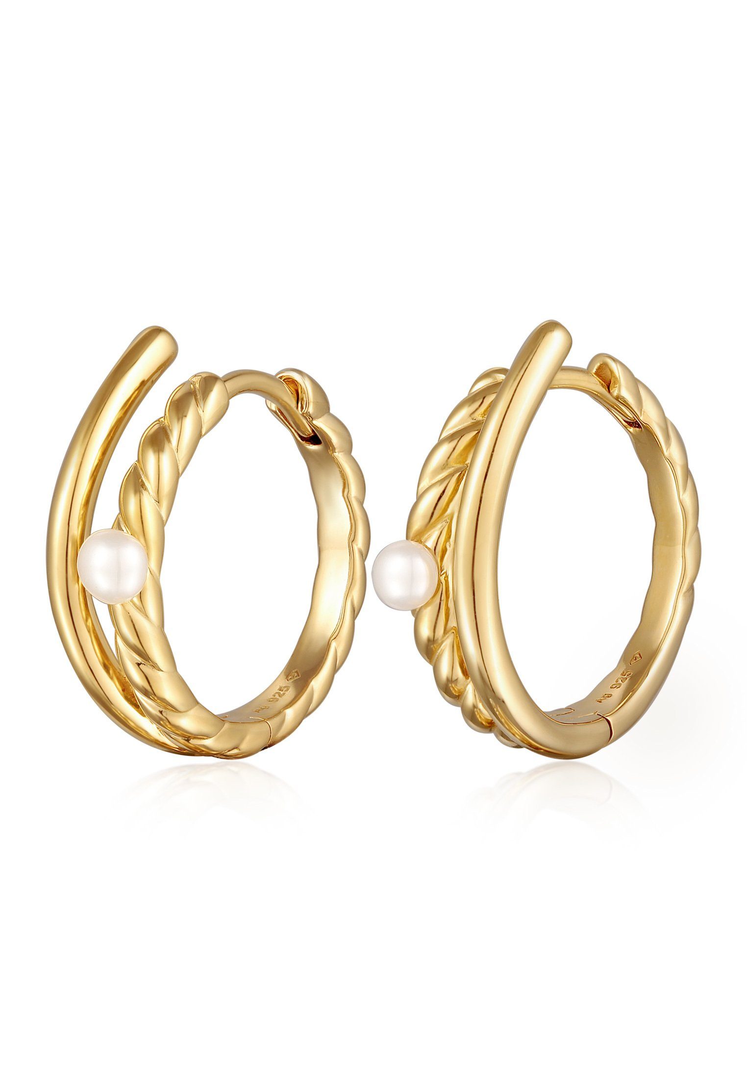 Elli Premium Paar Creolen Creolen Kordellook Süßwasserperle 925 Silber günstig online kaufen