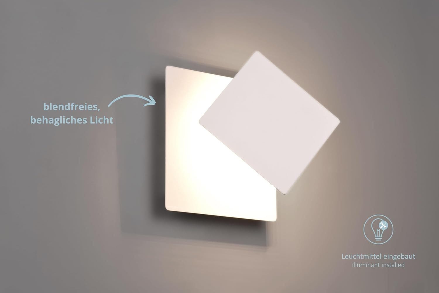 lightling LED Wandleuchte Lio, LED fest integriert, Warmweiß, Indirekte Beleuchtung, schwenkbar, IP20, rund