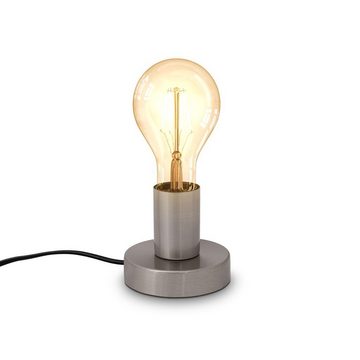 B.K.Licht Tischleuchte Tischlampe E27 Matt-Nickel Ø10cm Kabelschalter - BKL1424, ohne Leuchtmittel, 10W Nachttischlampe Schlafzimmer Wohnzimmer