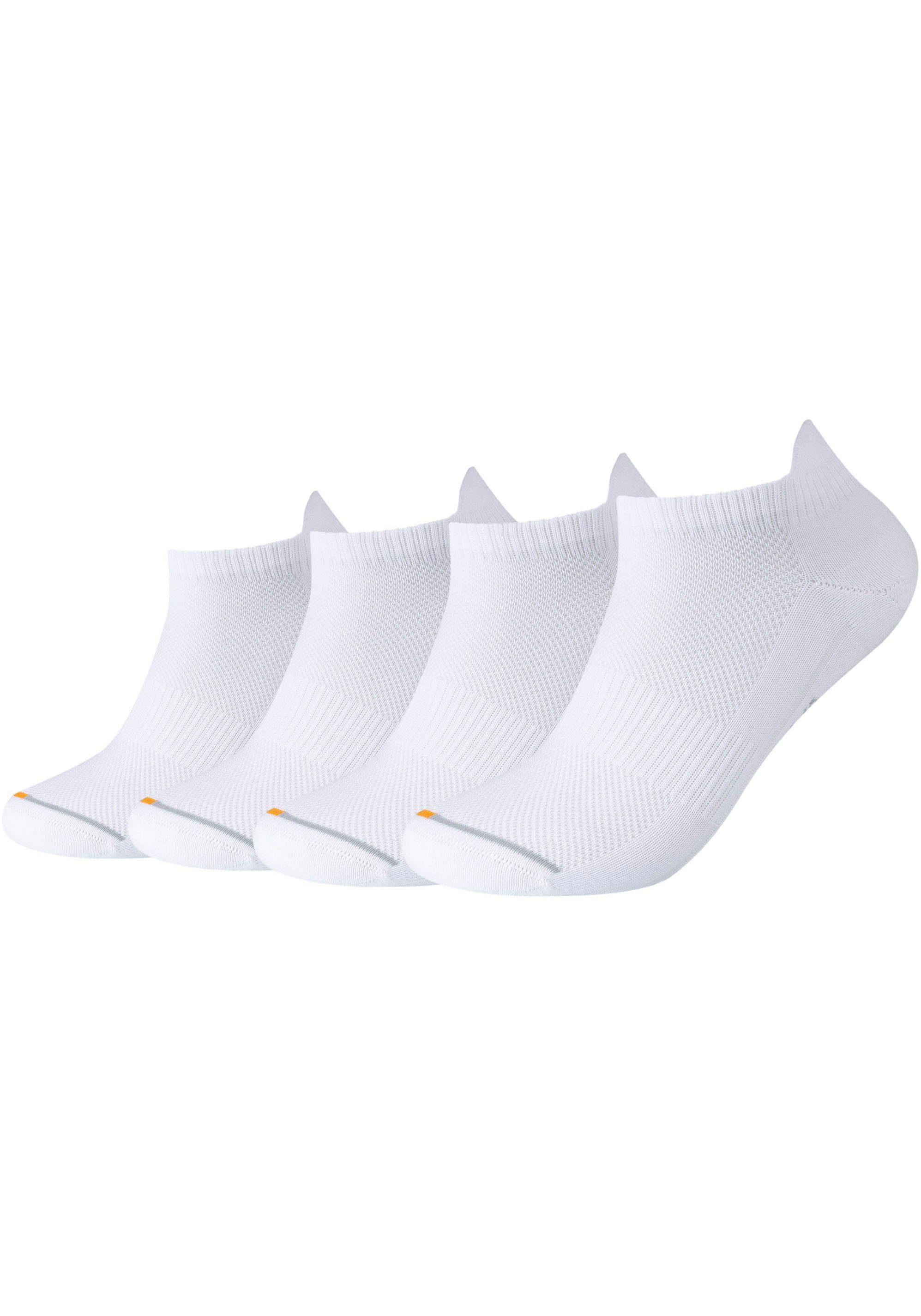 Camano Sneakersocken (Packung, 4-Paar) Ferse und Zehen mit Micro-Plüsch weiß
