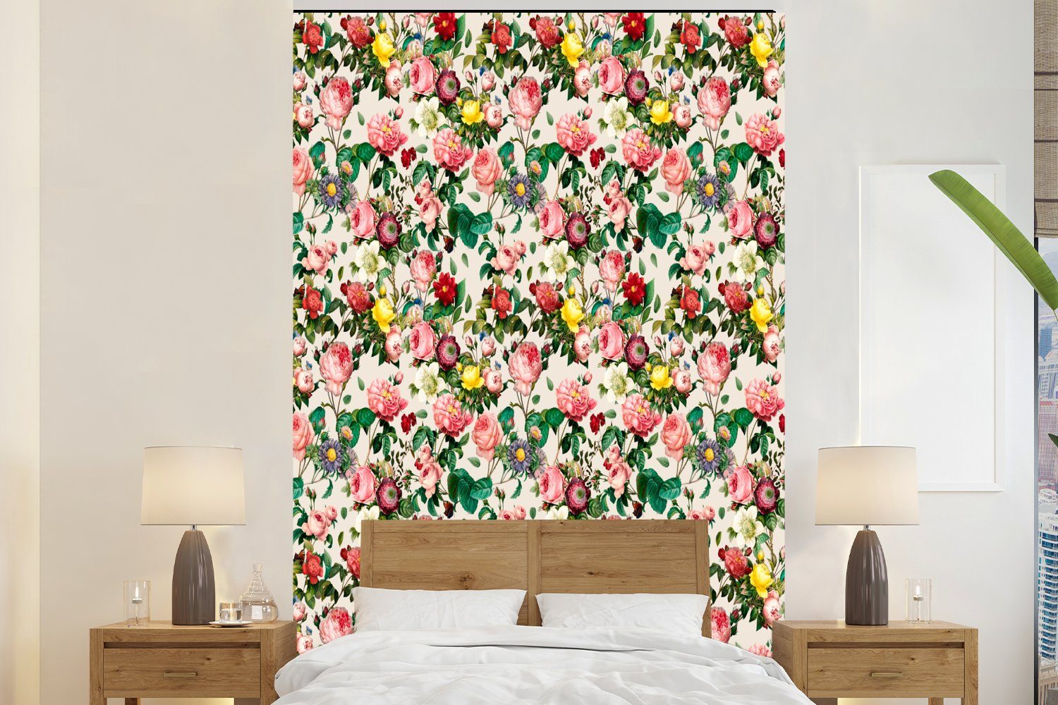 MuchoWow Fototapete Blumen - Frühling - Pastell, Matt, bedruckt, (3 St), Montagefertig Vinyl Tapete für Wohnzimmer, Wandtapete