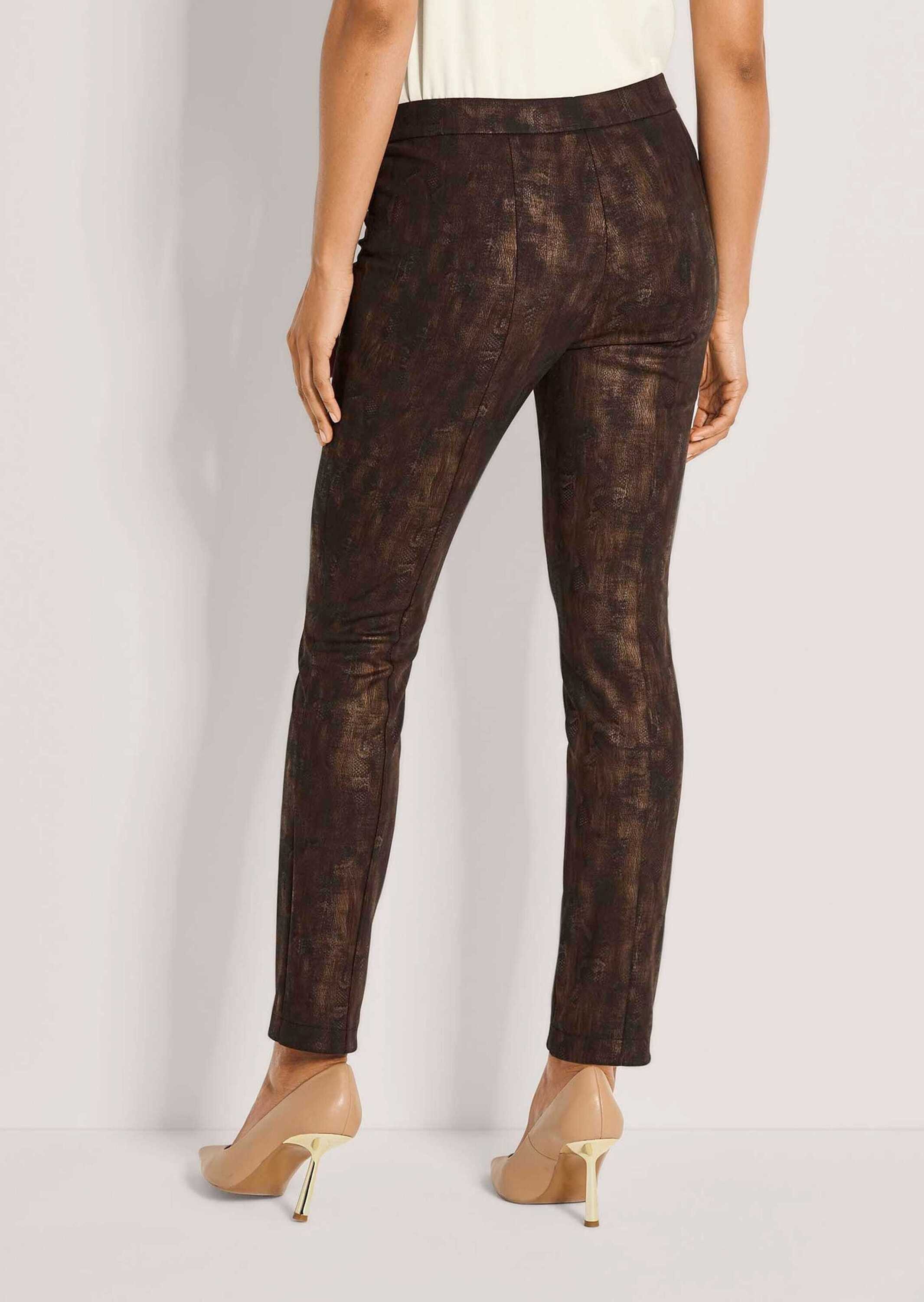 MADELEINE Jerseyhose Schmale Hose mit Animal-Print Breiter elastischer Bund, Steppnähte & Teilungsnaht
