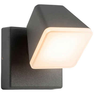AEG LED Außen-Wandleuchte Isacco, LED wechselbar, Warmweiß, 13 x 12 x 17 cm, 1300 lm, warmweiß, IP54, Aluminium/Acryl, anthrazit