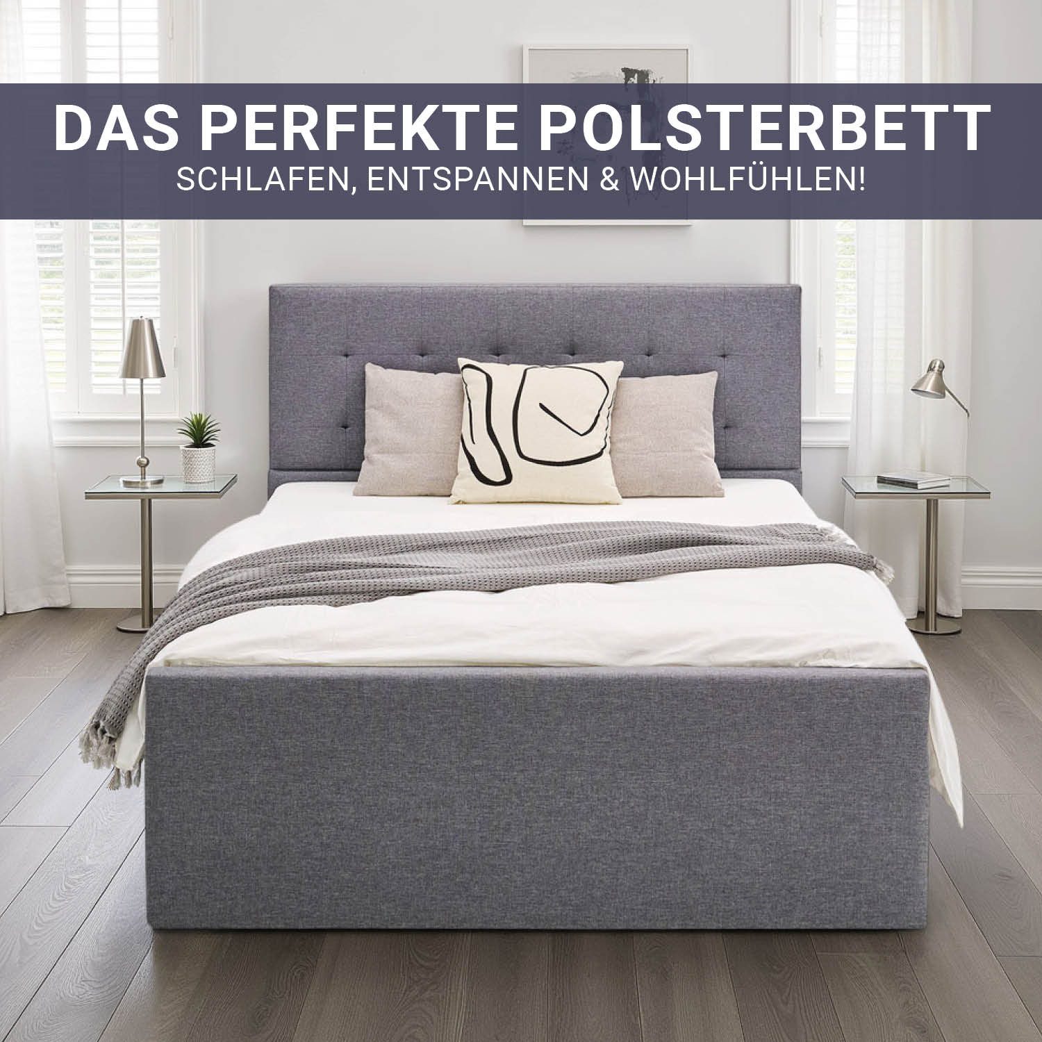 Homestyle4u Polsterbett 90/120/140/160/180 x 200 cm Doppelbett Bettgestell günstig online kaufen
