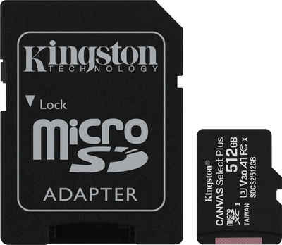 Kingston »Canvas Select Plus microSD 512GB + ADP« Speicherkarte (512 GB, UHS-I Class 10, 100 MB/s Lesegeschwindigkeit)