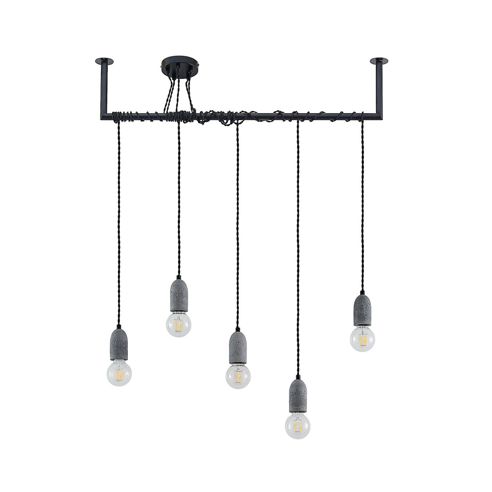Lindby Hängeleuchte Doravio, Metall, Schwarz IP20, 5 x 15 W LED