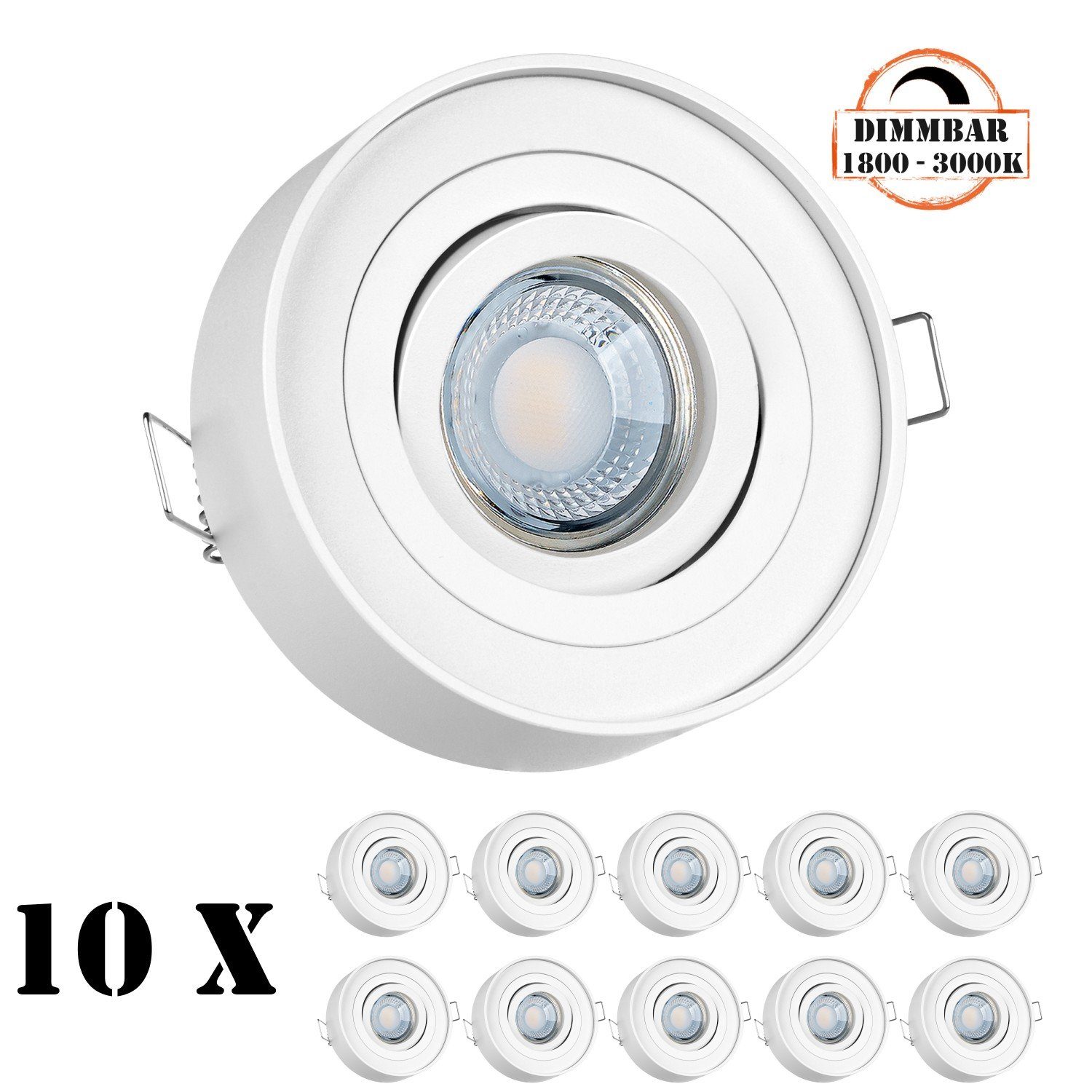 Verkauf von Originalprodukten läuft! LEDANDO LED Einbaustrahler 10er LED flach von mit in Set LED extra LEDANDO weiß Einbaustrahler 5W