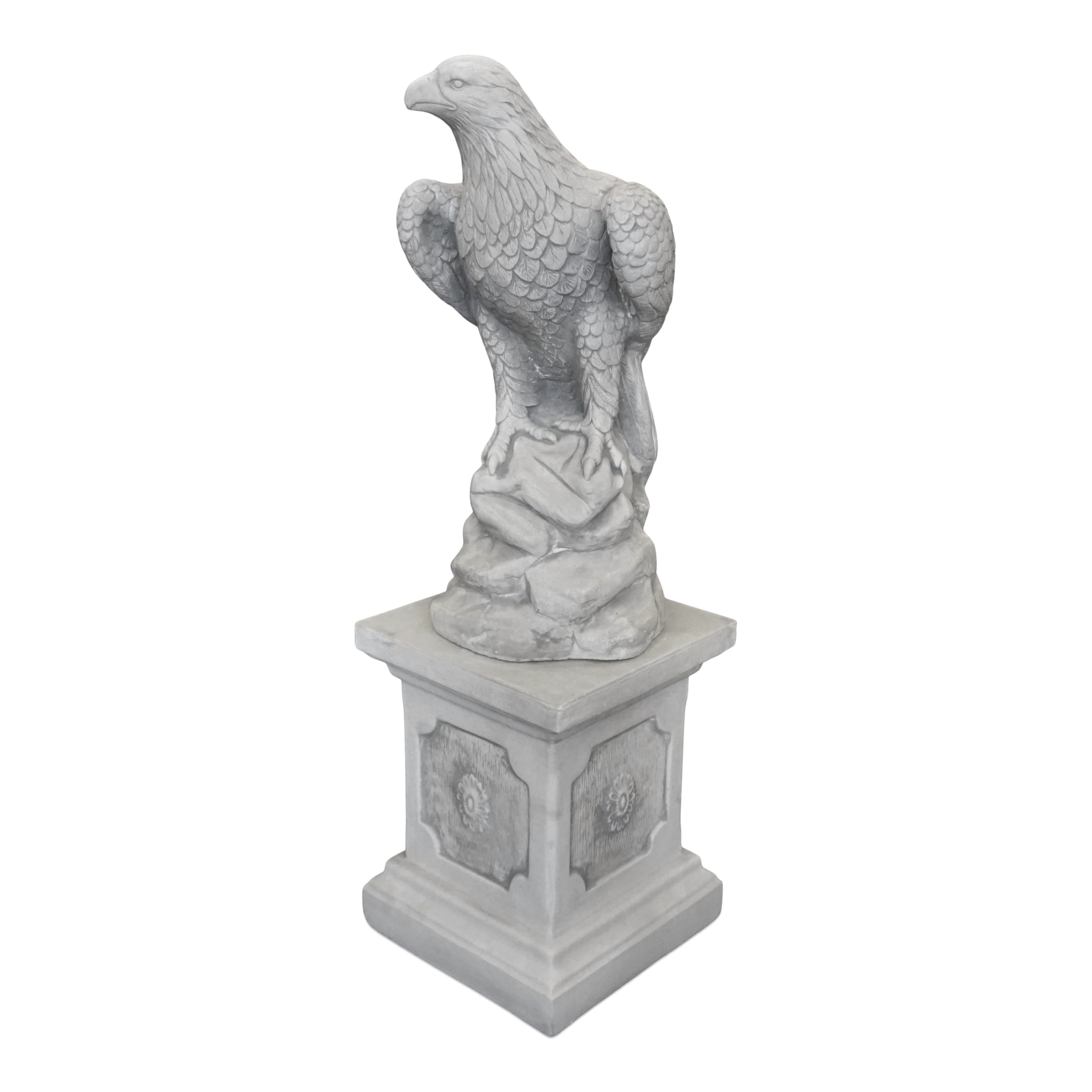 gartendekoparadies.de Gartenfigur 2-Set Adler Steinadler mit Sockel Podest, Steinfiguren, H. 98 cm, (2er-Set), Frostsicher